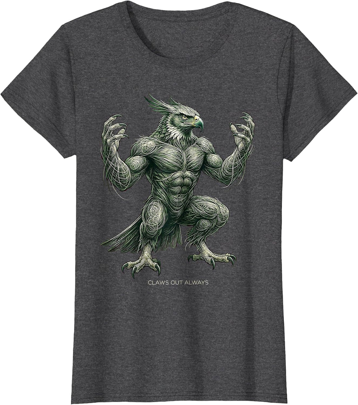 Women's Claws Out Always Fierce Dinosaur Design T-Shirt - Dark Heather Grey