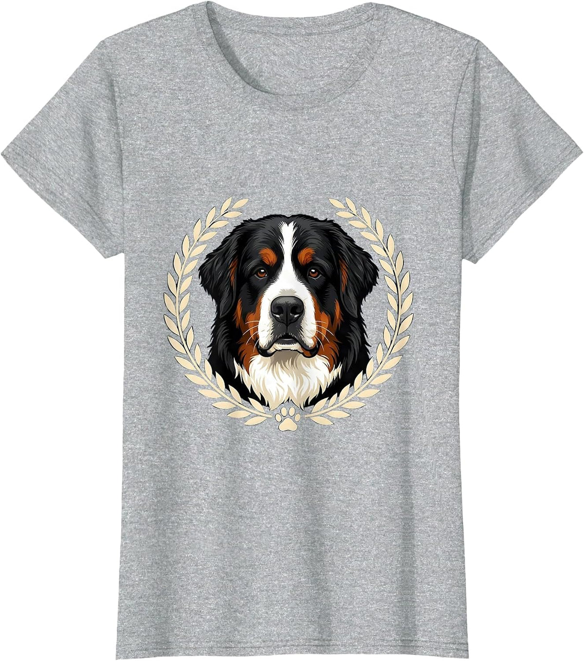 Women's Bernese Mountain Dog Breed Emblem Pet Lover Humor T-Shirt - Heather Grey