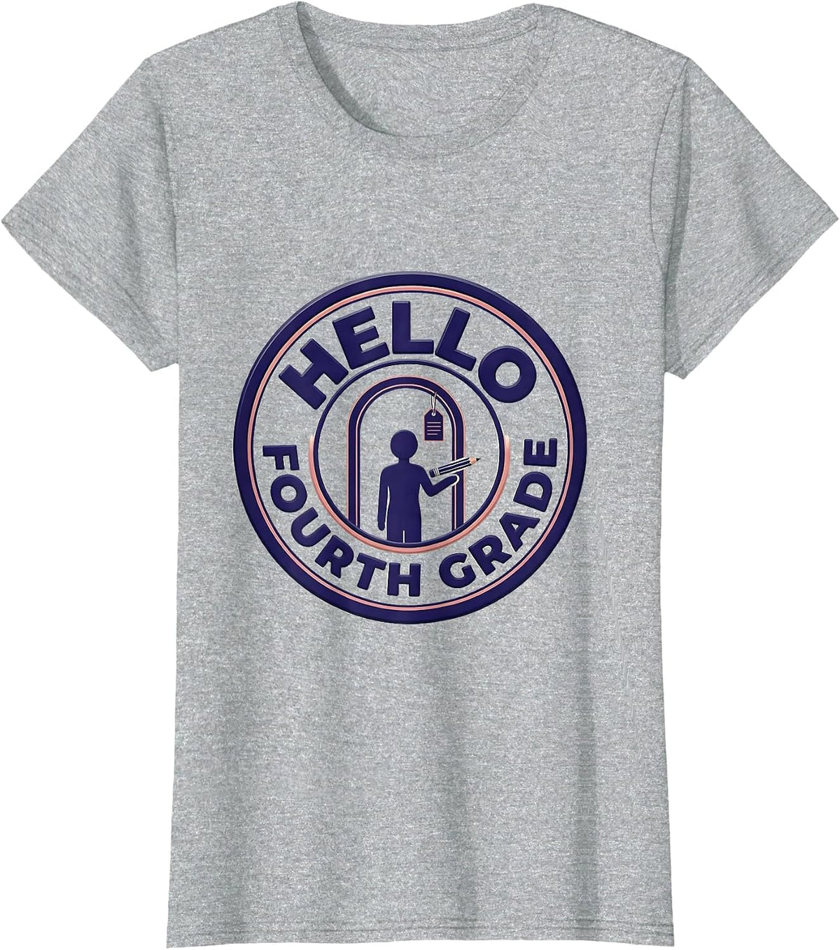 Hello Fourth Grade Playful First Day of School Back To T-Shirt - Heather Grey