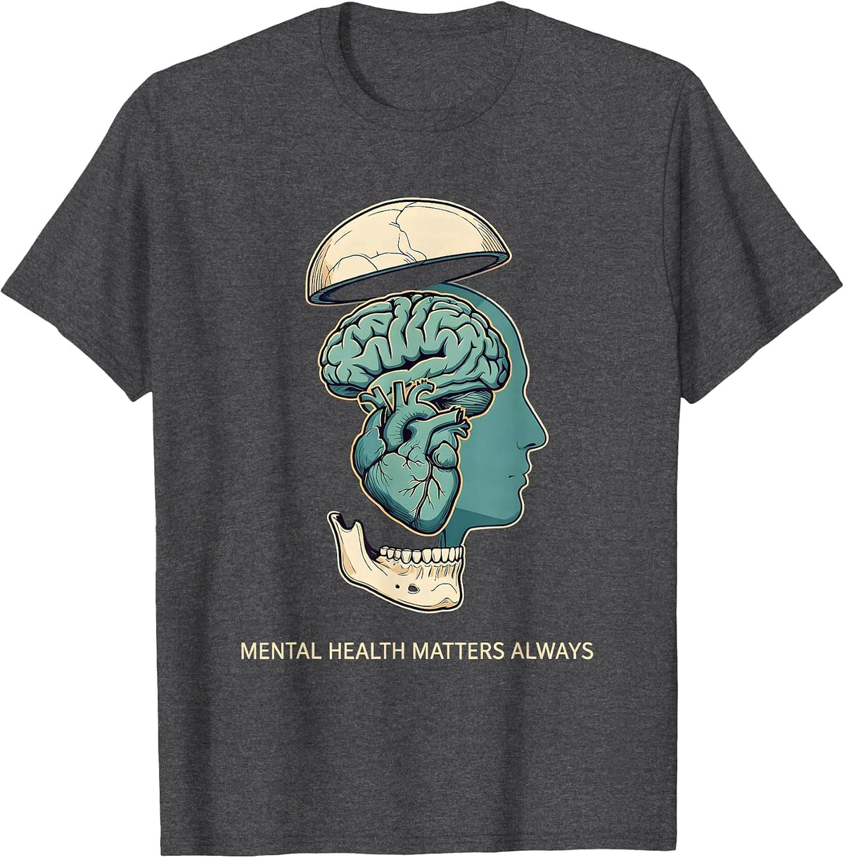 Men's Mental Health Matters Always Awareness Design T-Shirt - Dark Heather Grey