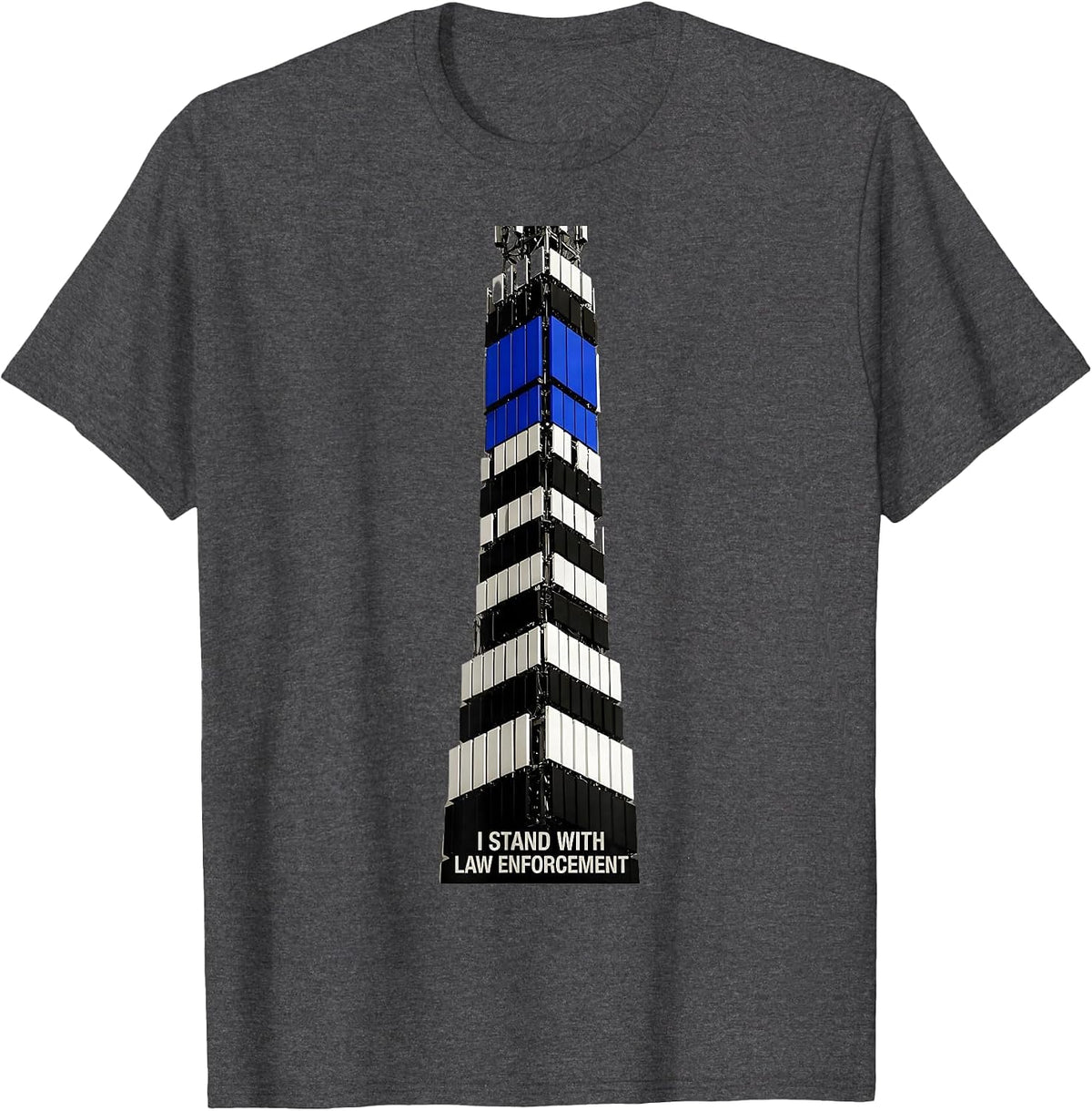 Men's I Stand With Law Enforcement Geometric Police Support T-Shirt - Dark Heather Grey