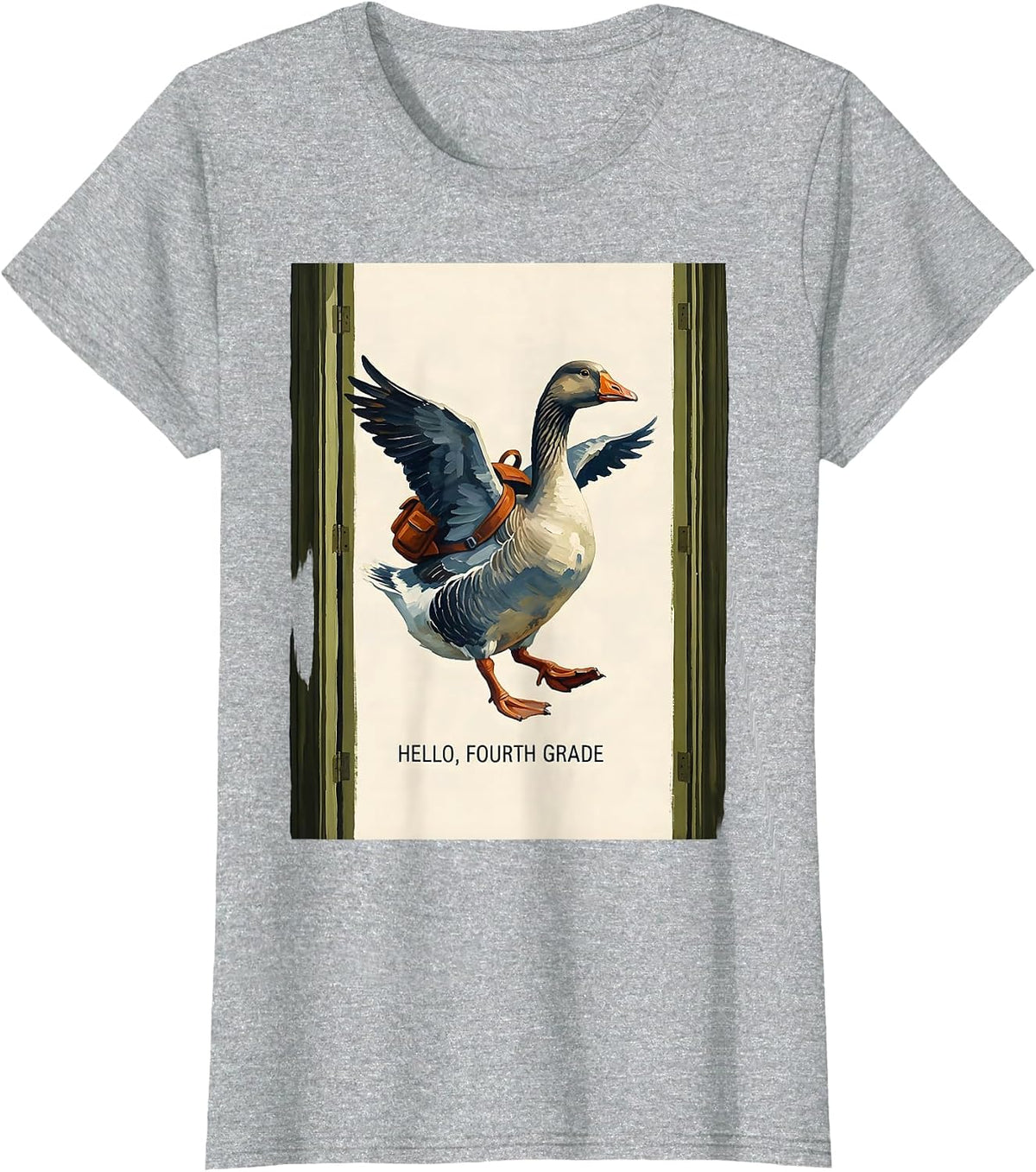 Hello, Fourth Grade Cute Goose Teacher Back To School Gift T-Shirt - Heather Grey