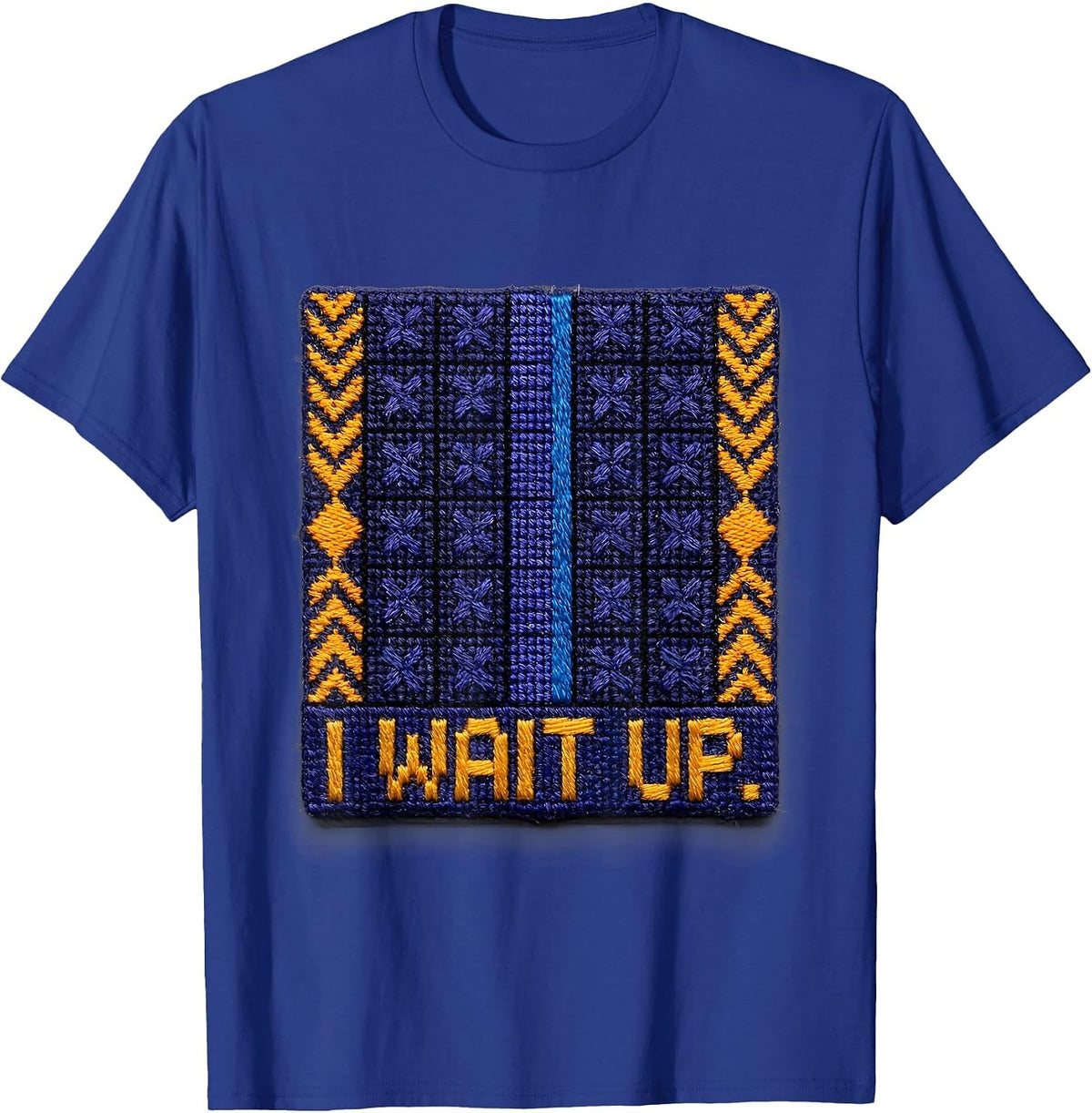 I Wait Up Thin Blue Line Police Support Retirement Tribute T-Shirt - Royal Blue