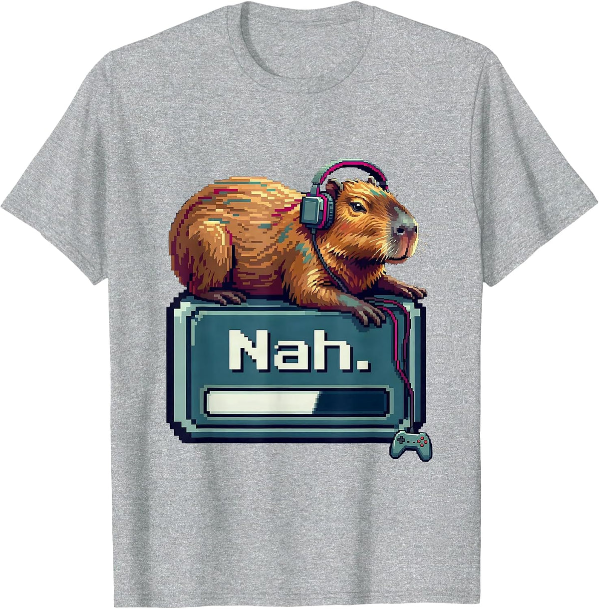 Men's Nah Capybara Gamer Meme Humor Video Games T-Shirt - Heather Grey