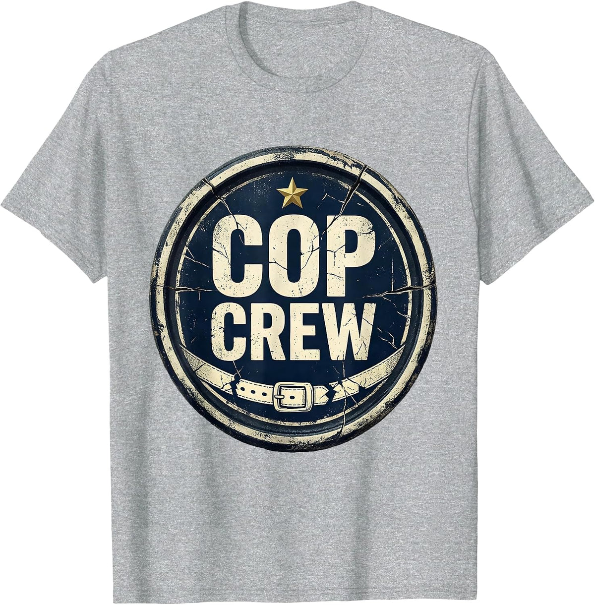 Men's COP CREW Distressed Police Officer Costume Halloween Novelty T-Shirt - Heather Grey