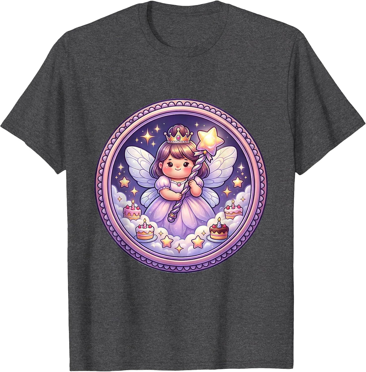 9th Birthday Fairy Godmother Wish Sparkles T-Shirt - Dark Heather Grey