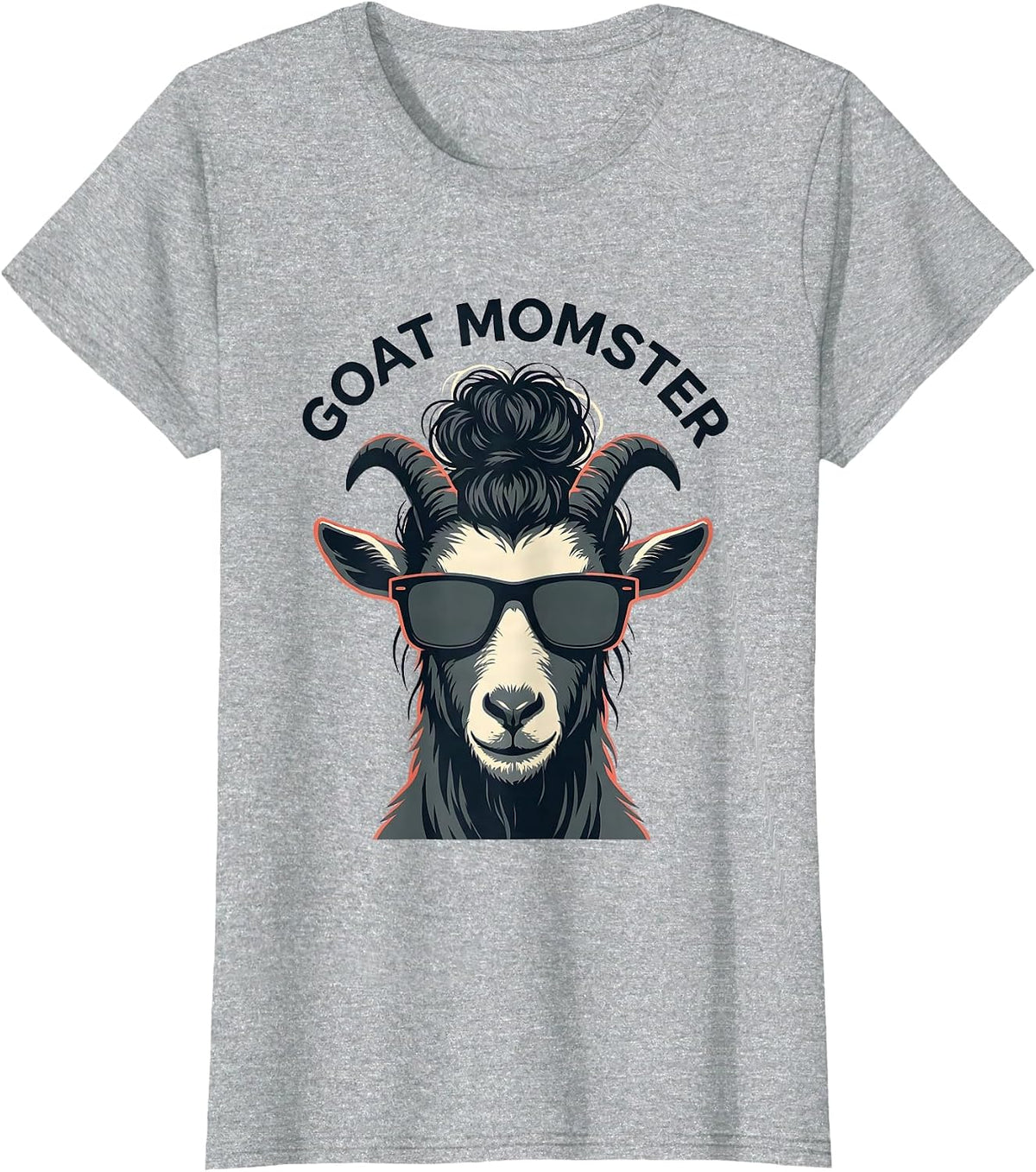 Goat Momster Funny Halloween Messy Bun Mom Costume T-Shirt - Heather Grey