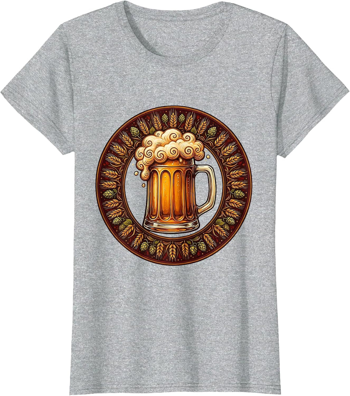 Frothy Overflowing Beer Mug Graphic T-Shirt - Heather Grey