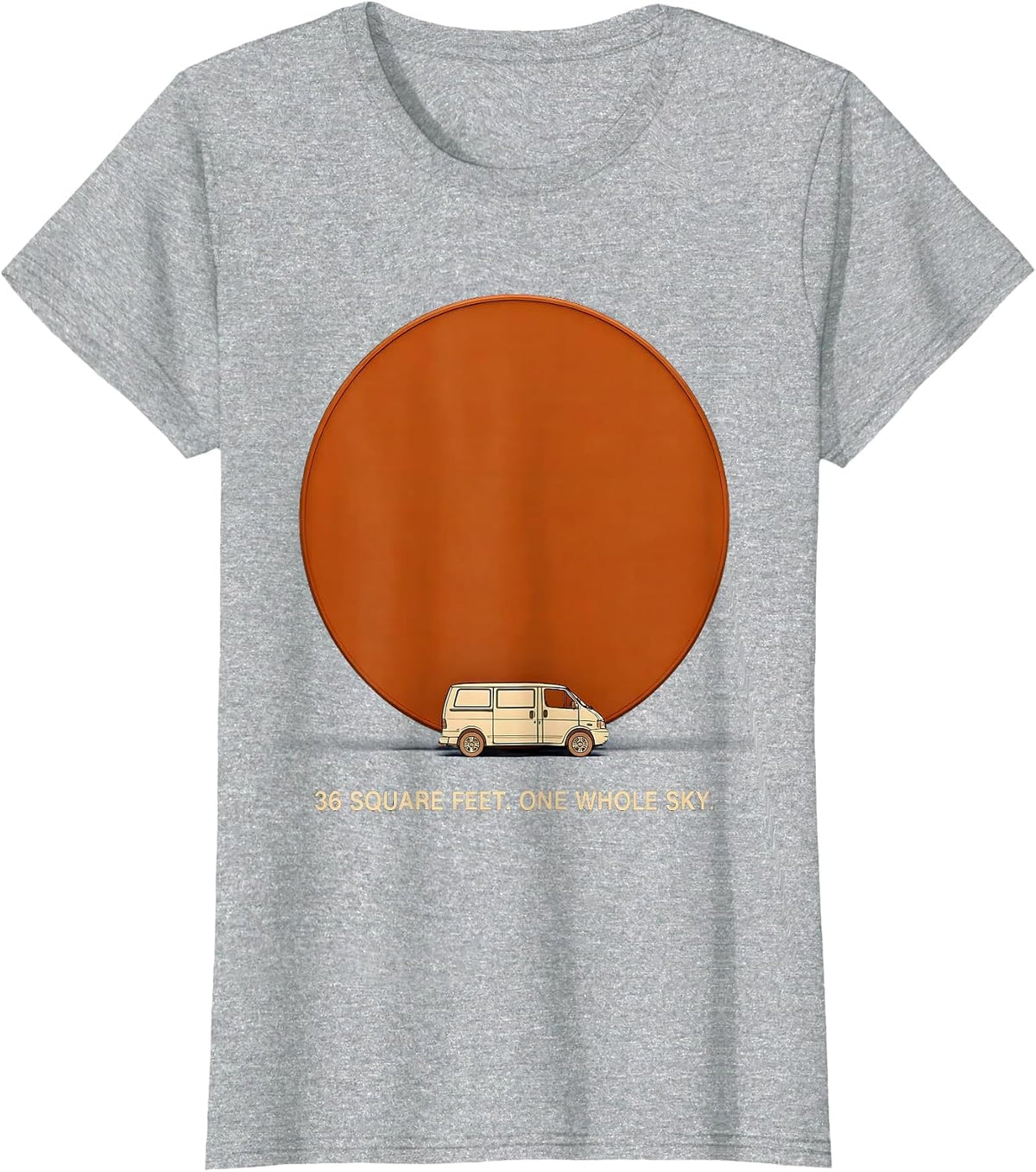 36 Square Feet One Whole Sky Retro Van Life Nomads Adventure T-Shirt - Heather Grey