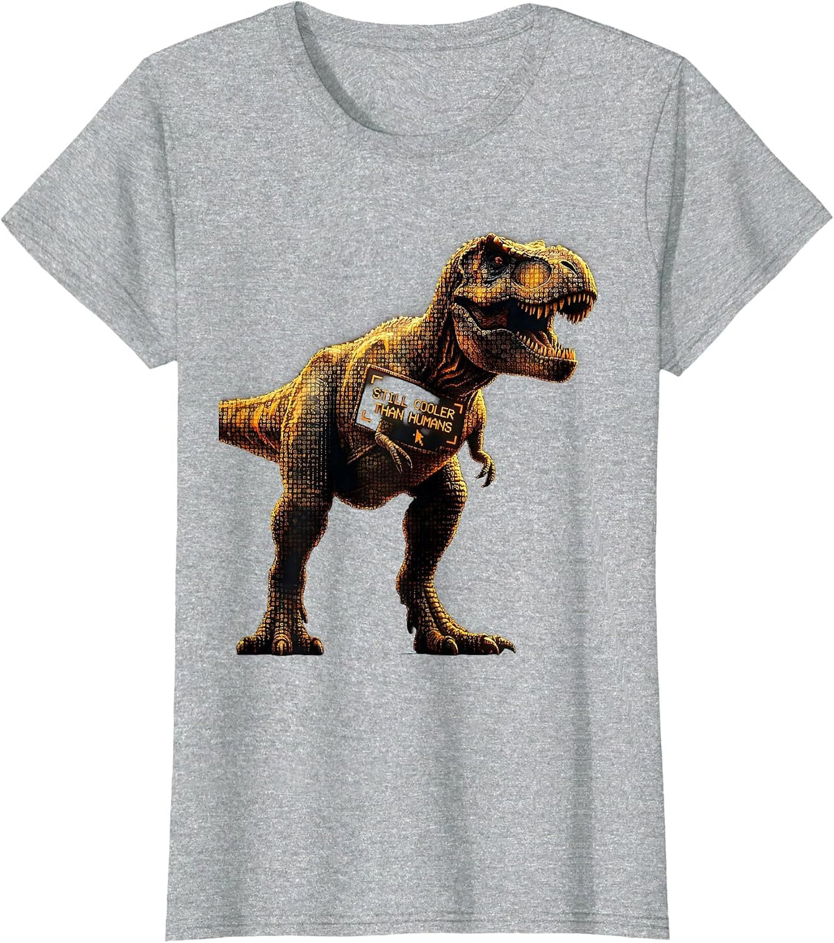 Still Cooler Than Humans Dinosaur Design T-Shirt - Heather Grey