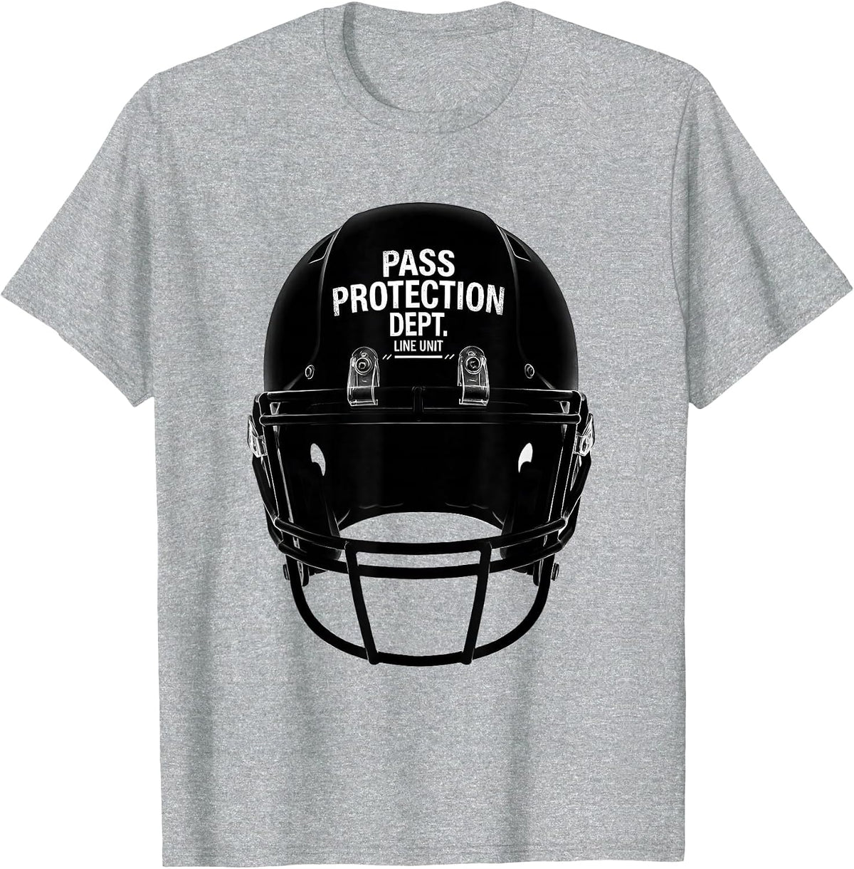 Men's Pass Protection Dept. Line Unit Funny Football Lineman Humor T-Shirt - Heather Grey