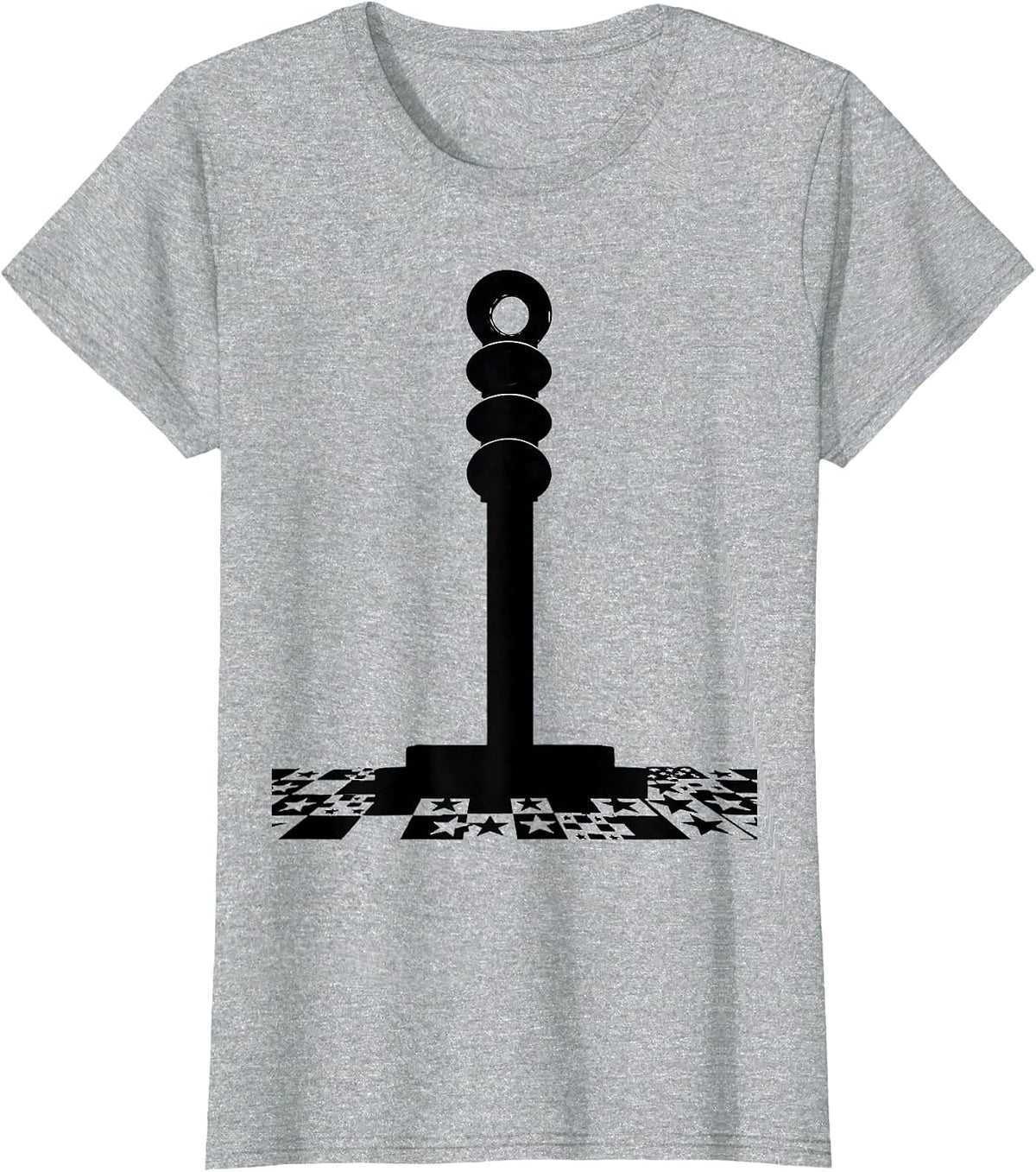 Patriotic Light Column Checkered Flag Racing Fan T-Shirt - Heather Grey