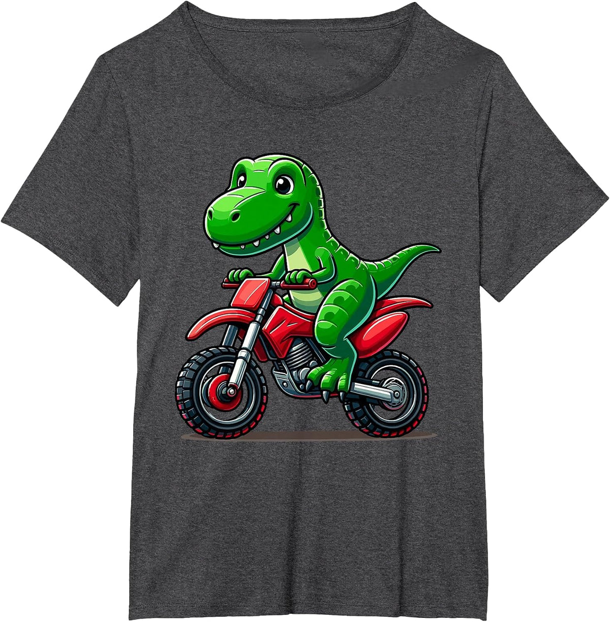 Dirt Bike & Motocross for Boys | Motorcycle Riding, Dinosaur T-Shirt - Dark Heather Grey