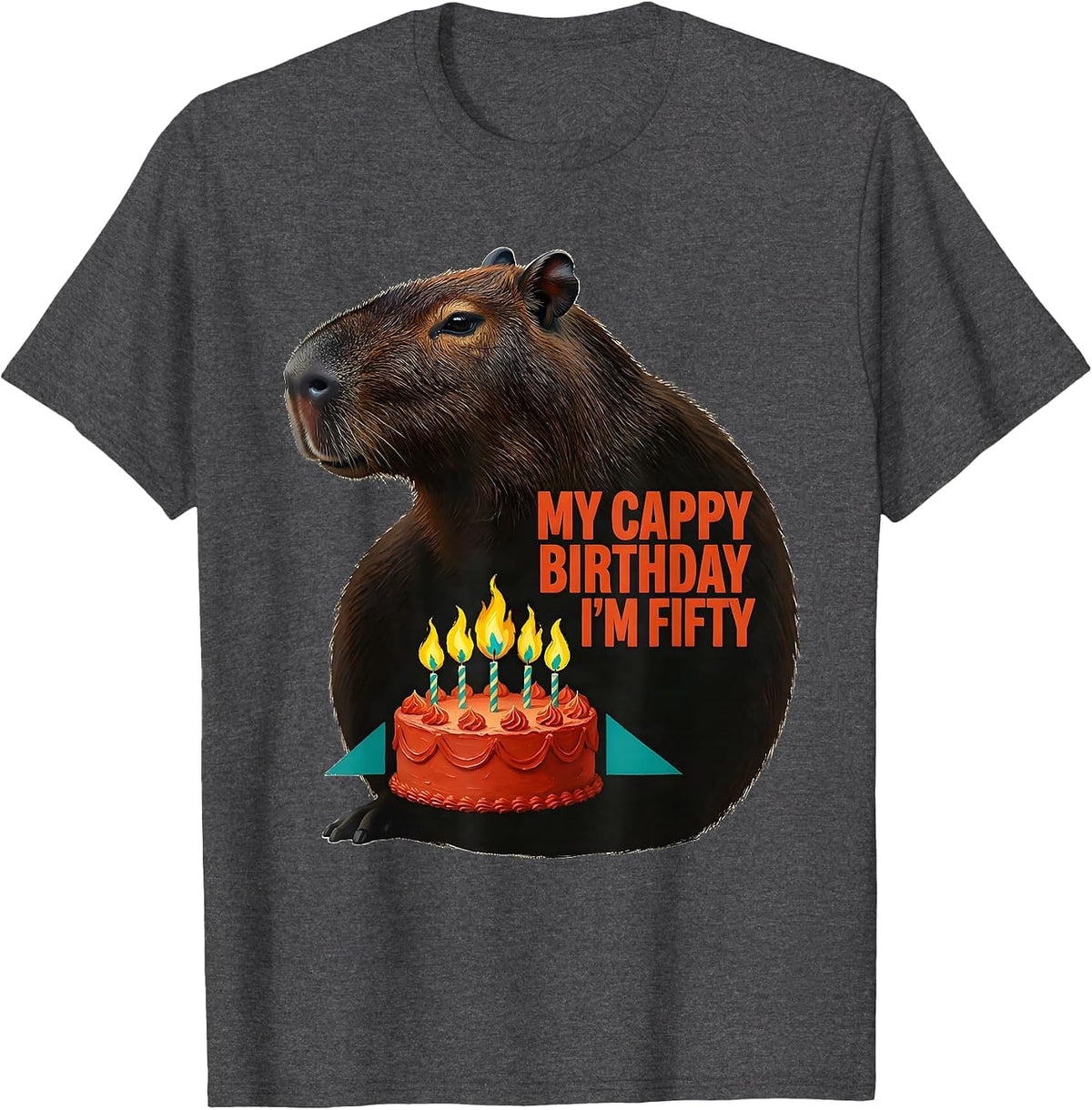 My Cappy Birthday, I'm Fifty Cute Kawaii Capybara Birthday T-Shirt - Dark Heather Grey