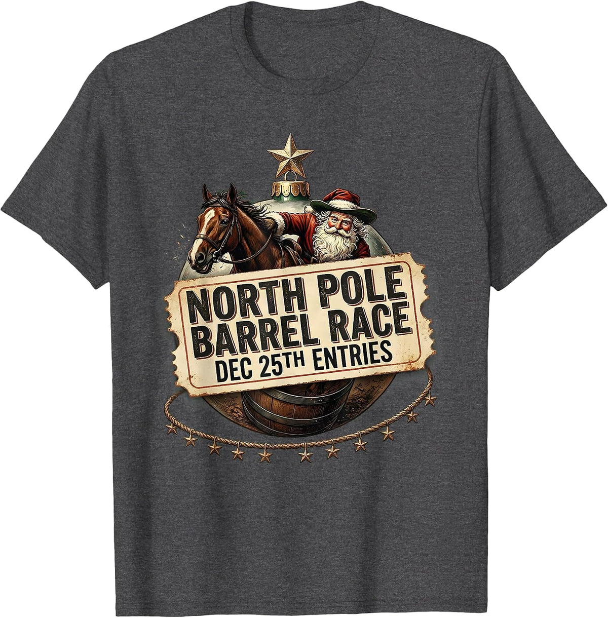 North Pole Barrel Race Dec 25th Entries Vintage T-Shirt - Dark Heather Grey