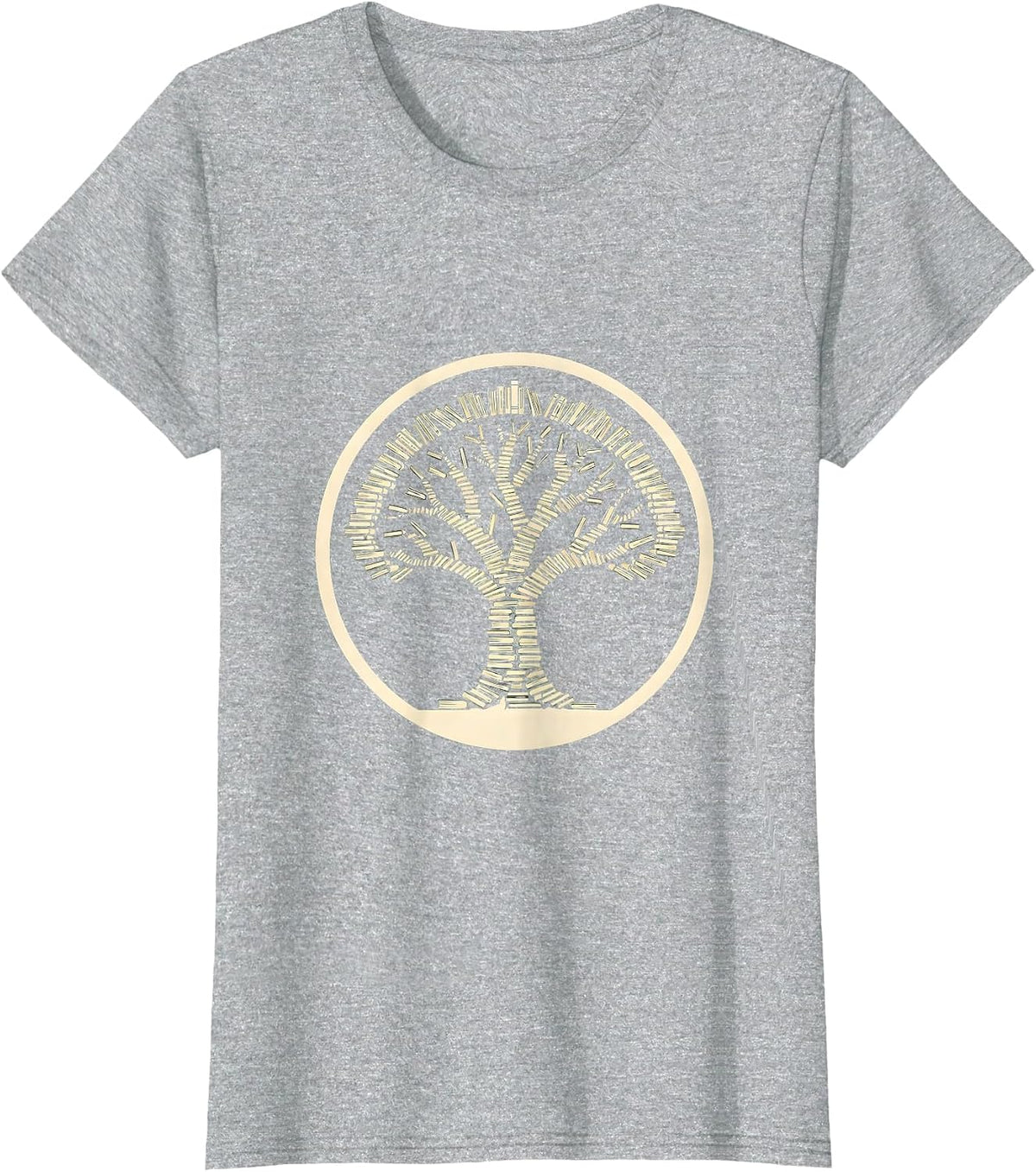 English Teacher Bookshelf Tree Illustration T-Shirt - Heather Grey