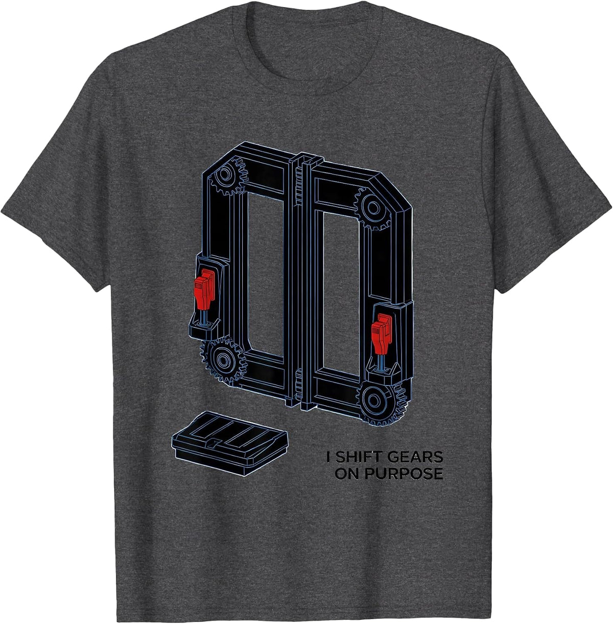 Men's I Shift Gears On Purpose Funny Manual Transmission Drift Car T-Shirt - Dark Heather Grey