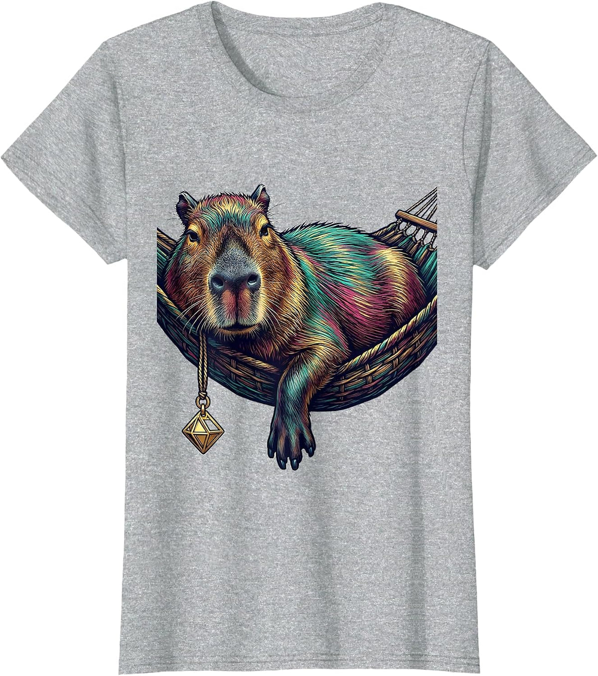 Reclining Capybara Painterly Animal Humor Graphic T-Shirt - Heather Grey