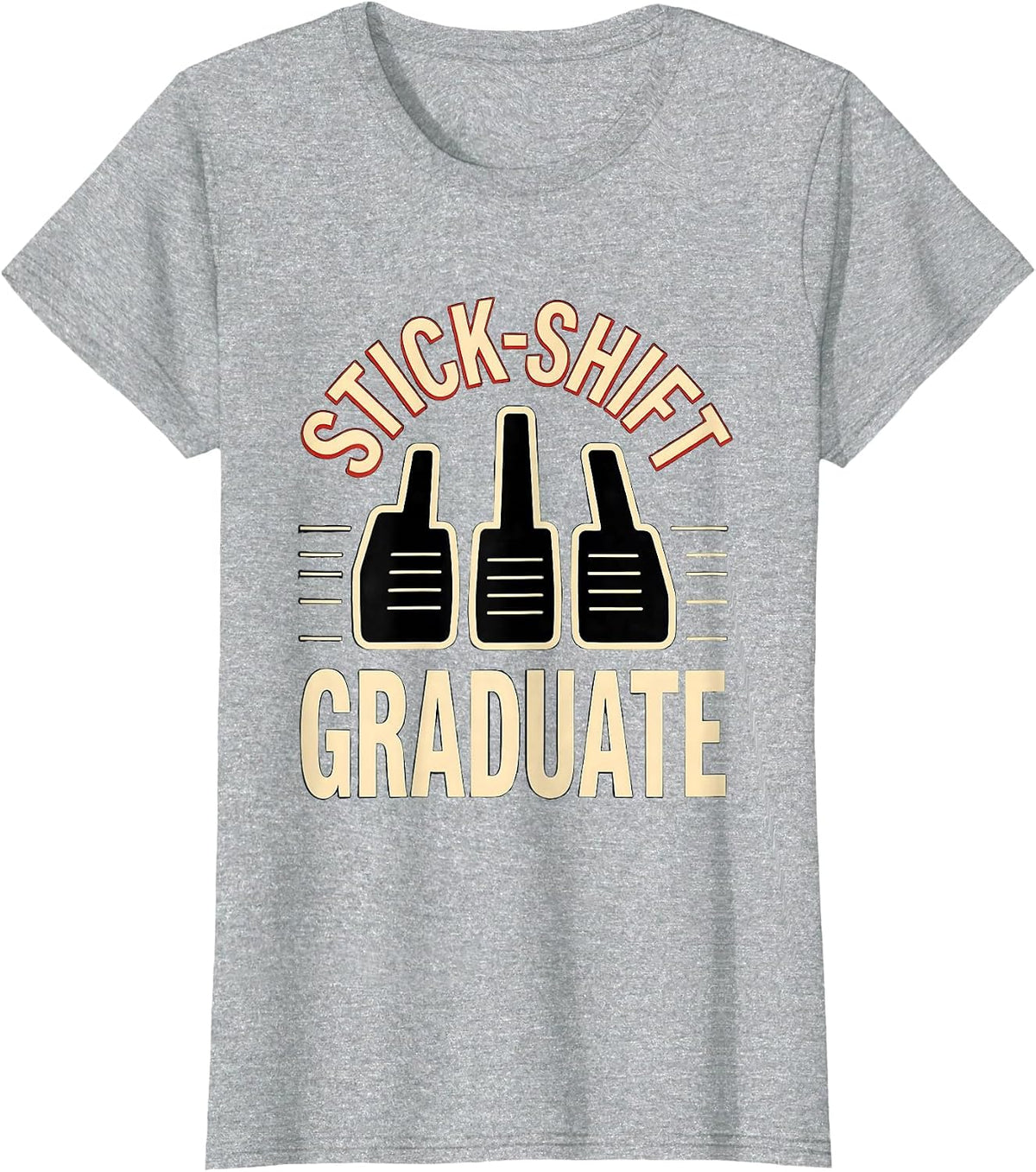 Stick-Shift Graduate Classic Car Guy Mechanic Manual T-Shirt - Heather Grey