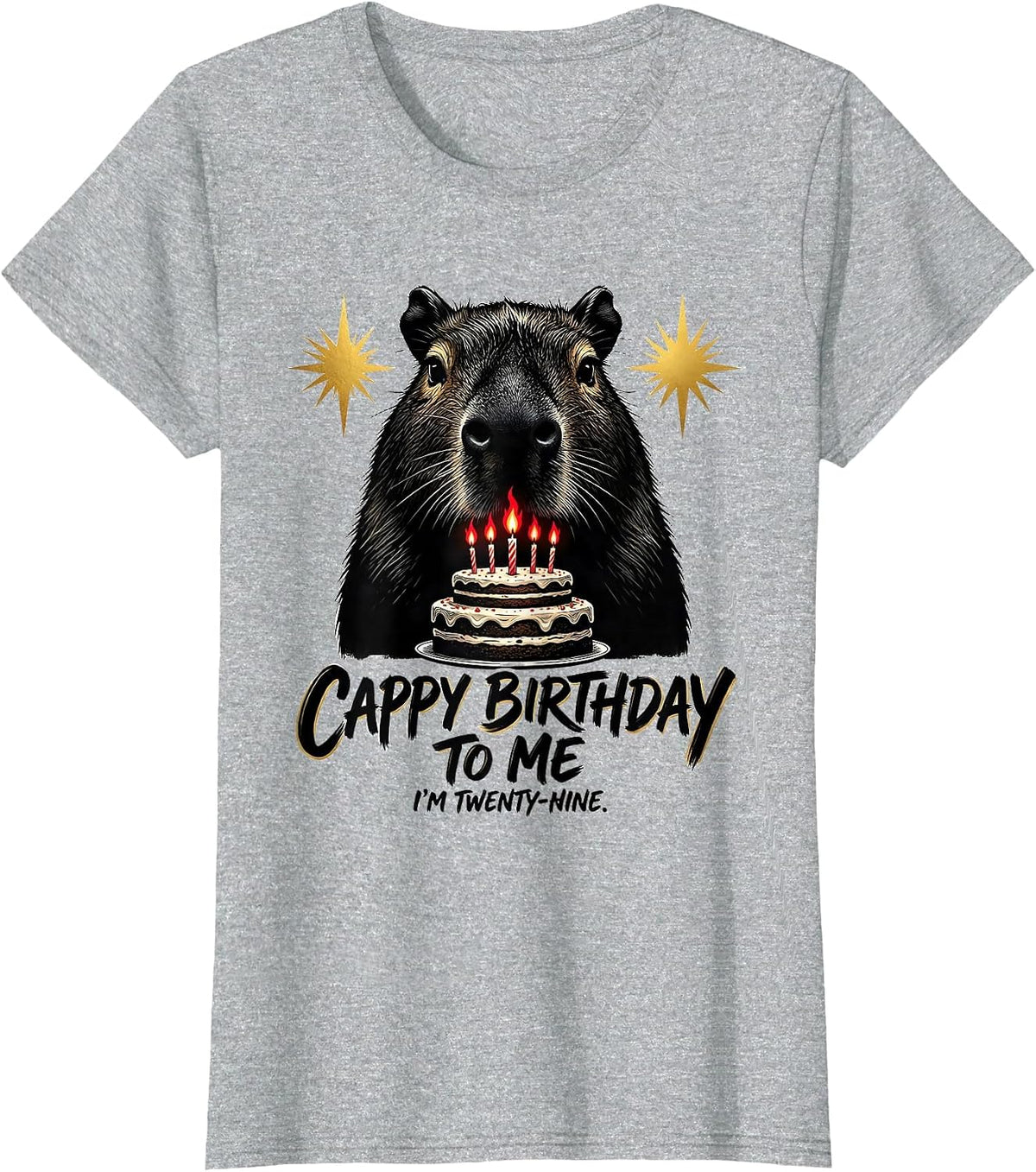 Cappy Birthday To Me, I'm Twenty-Nine Cute Capybara Birthday T-Shirt - Heather Grey