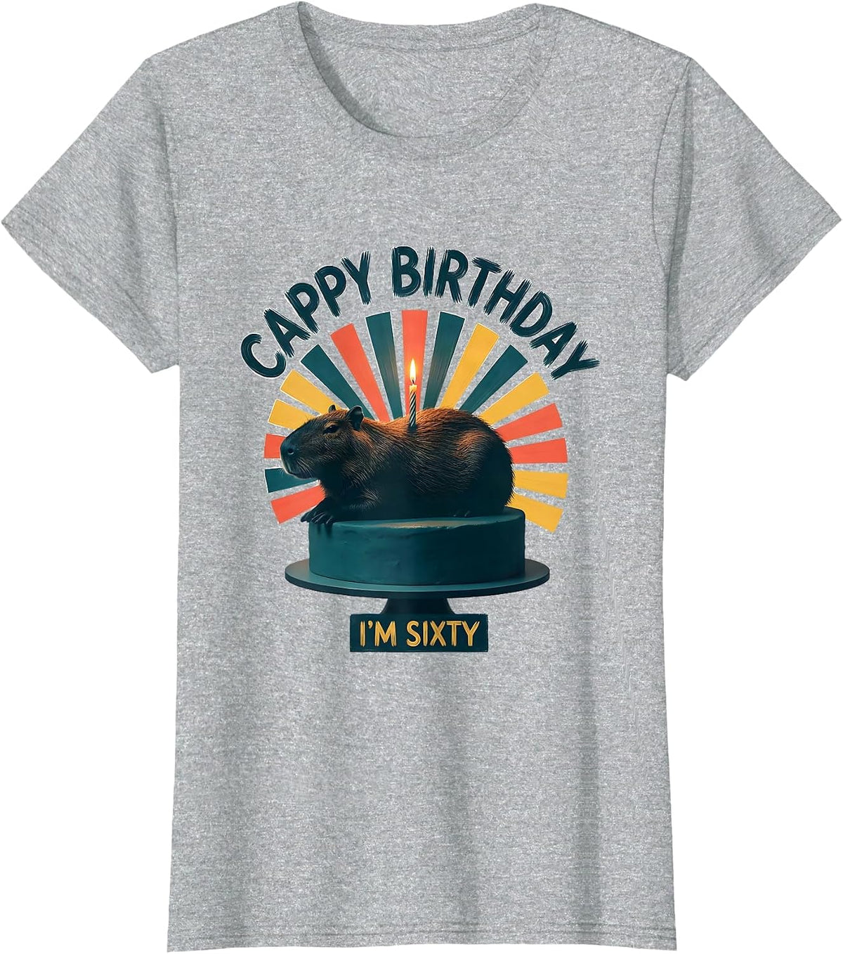 Women's Cappy Birthday I'm Sixty Kawaii Pun Capybara Lover Gift T-Shirt - Heather Grey