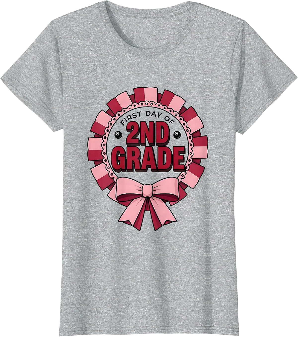 First Day Of 2nd Grade Coquette Bow Back To School Girly T-Shirt - Heather Grey