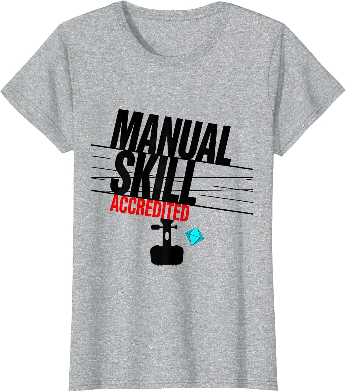 Manual Skill Accredited New Wave Typography Car Guy Stick T-Shirt - Heather Grey