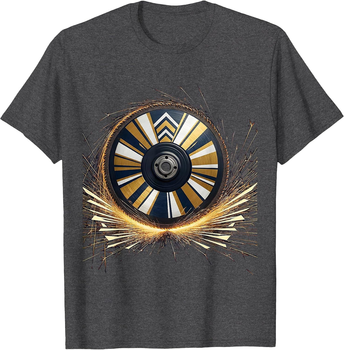 Labor Day Angle Grinder Sparks Graphic T-Shirt - Dark Heather Grey