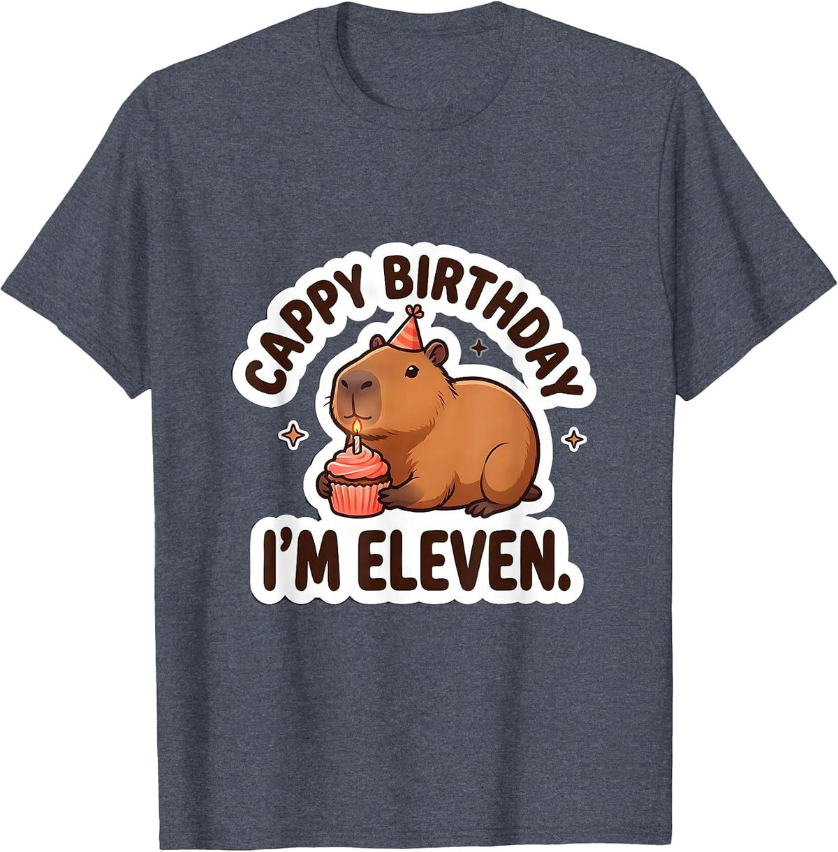 Cappy Birthday I'm Eleven Kawaii Capybara Birthday To Me T-Shirt - Heather Blue