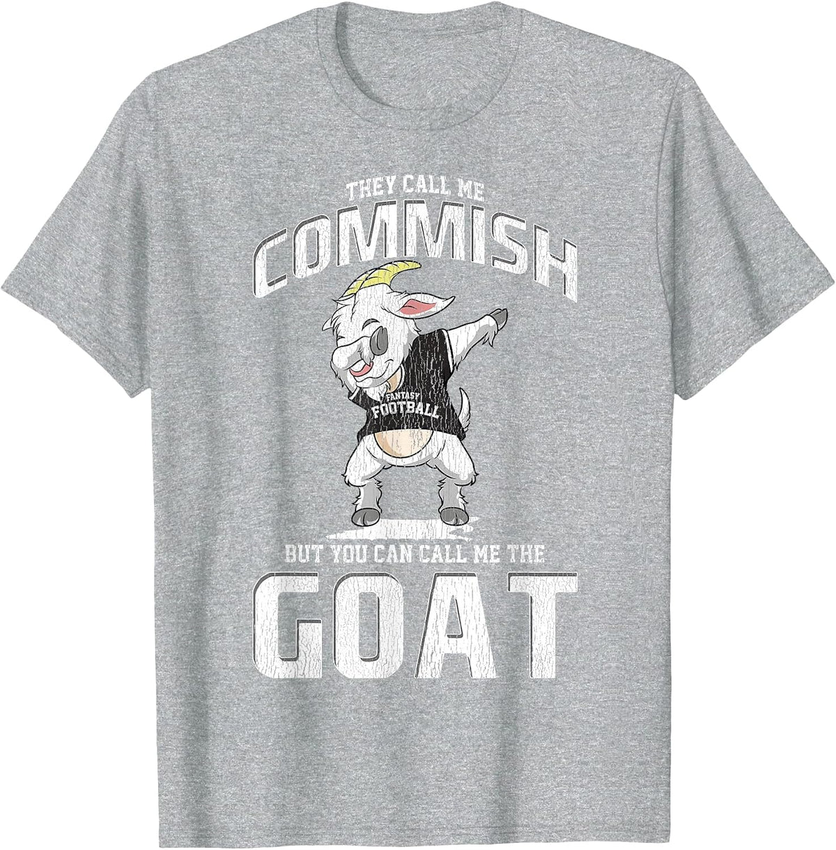 Fantasy Football Commissioner Commish Dabbing Goat Draft Day T-Shirt - Heather Grey