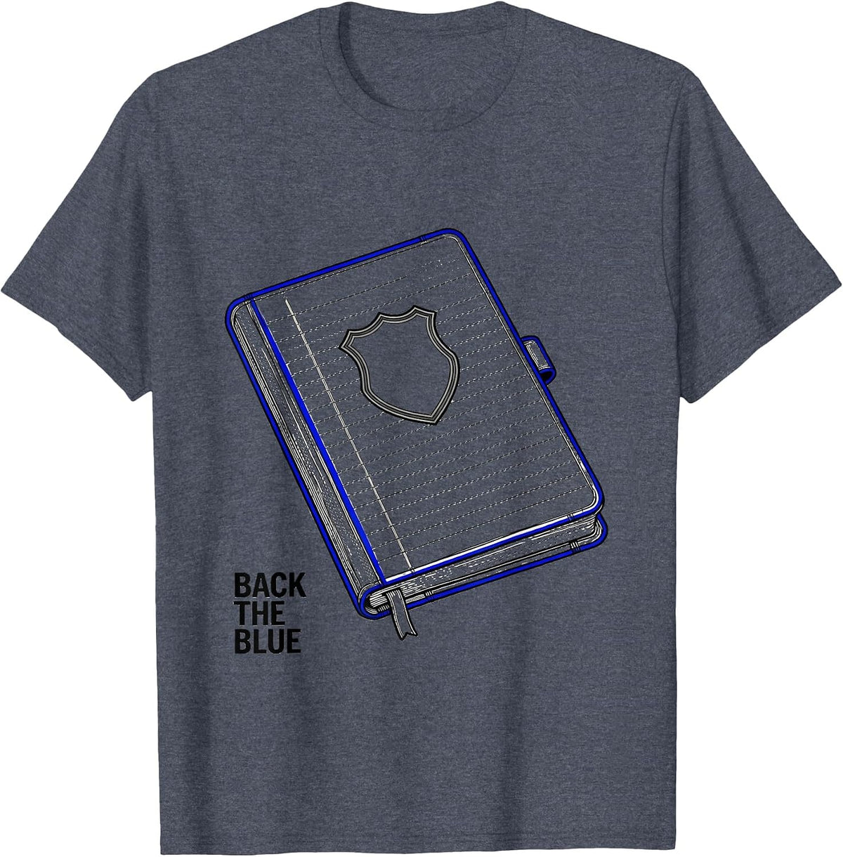 Back The Blue Thin Blue Line Police Support Line Art T-Shirt - Heather Blue
