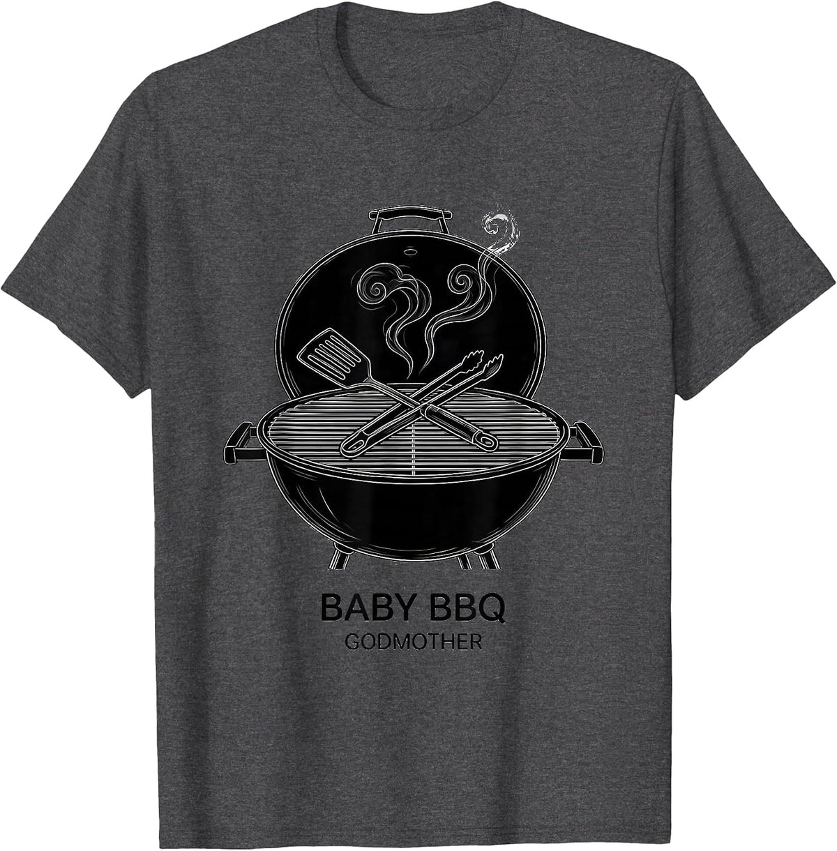 Baby BBQ Godmother Funny Matching Family Reunion T-Shirt - Dark Heather Grey