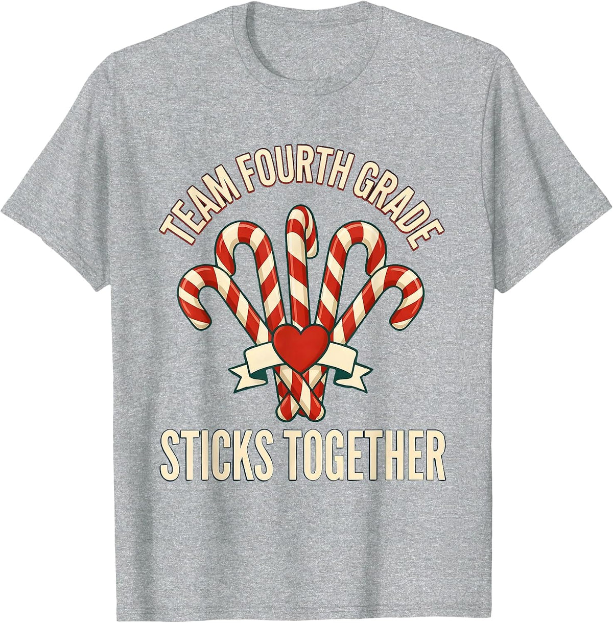 Men's Team Fourth Grade Sticks Together Sign Painter Teacher T-Shirt - Heather Grey