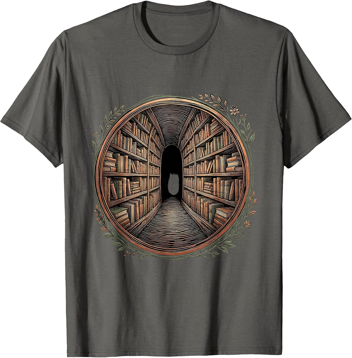 English Teacher Bookshelf Tunnel Reading Lover Gift T-Shirt - Asphalt Grey