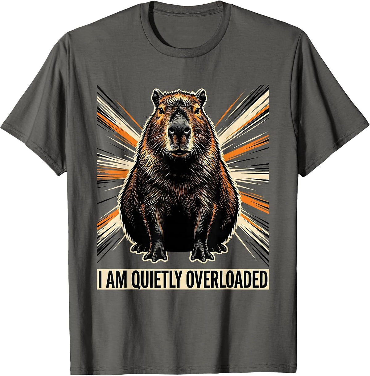 Men's I Am Quietly Overloaded Funny Capybara Meme Animal Humor T-Shirt - Asphalt Grey