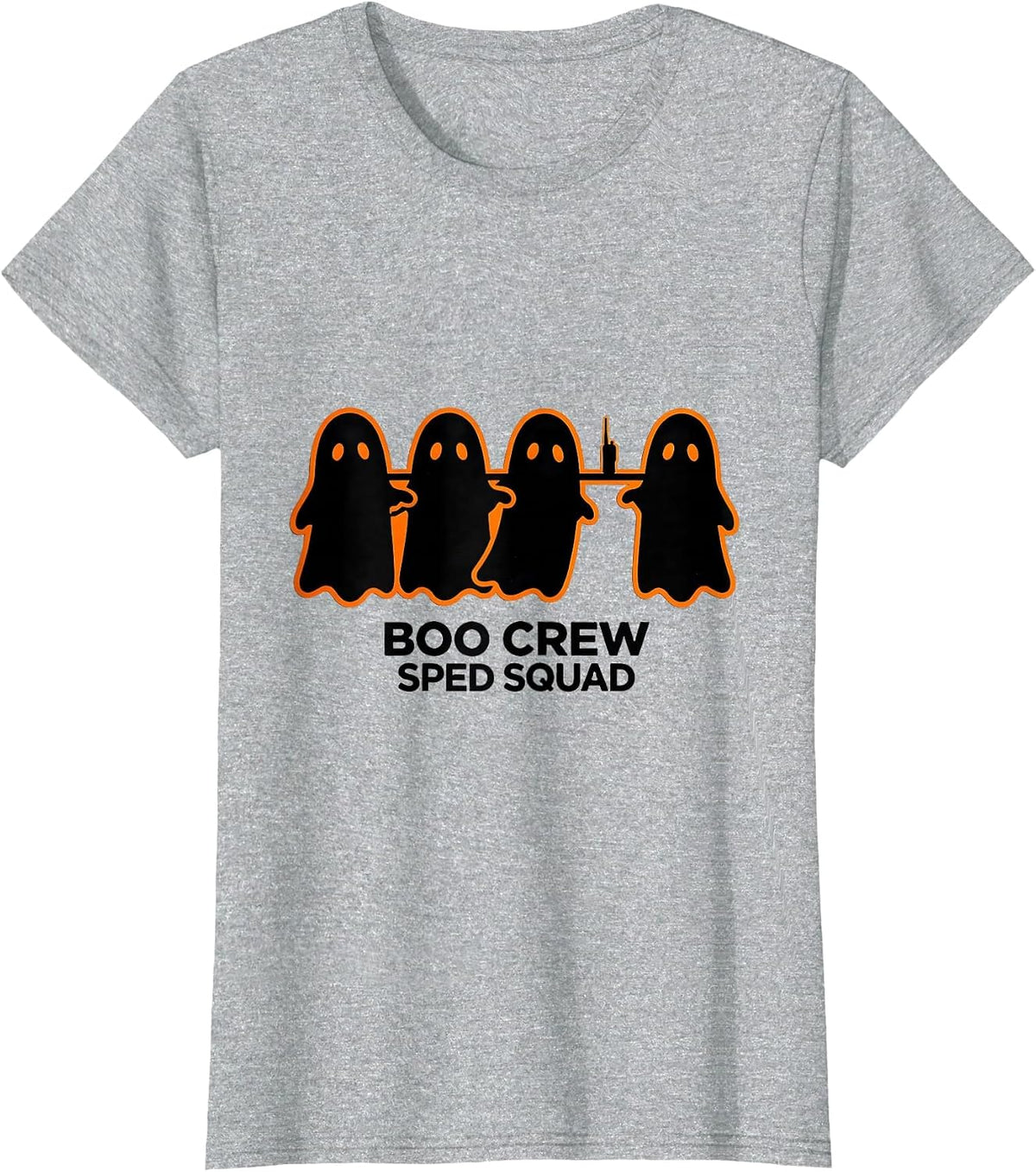 Women's Boo Crew SPED Squad Stencil Ghost Paraprofessional Halloween T-Shirt - Heather Grey