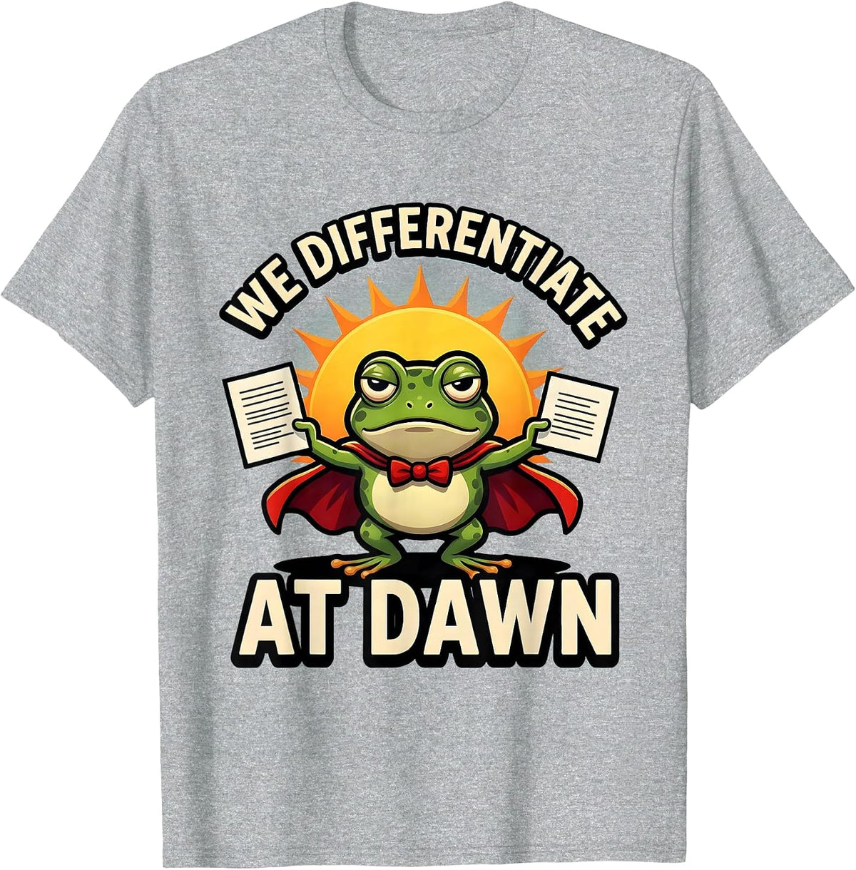Men's We Differentiate At Dawn Funny Frog Teacher Cartoon T-Shirt - Heather Grey