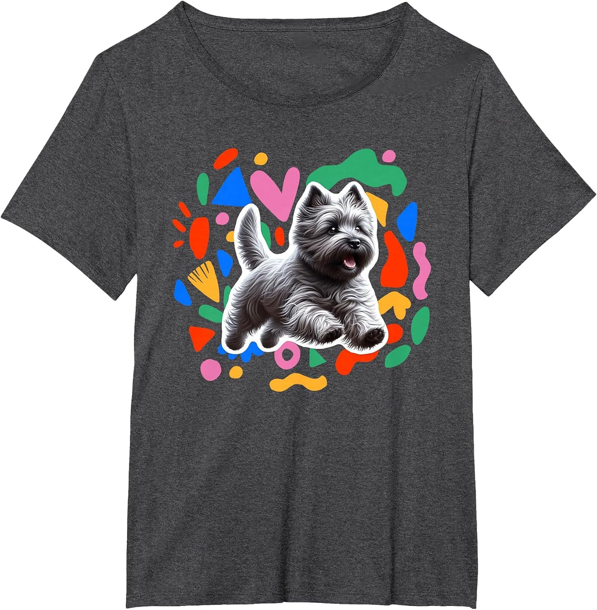 Cairn Terrier Colorful Design Dog T-Shirt - Dark Heather Grey