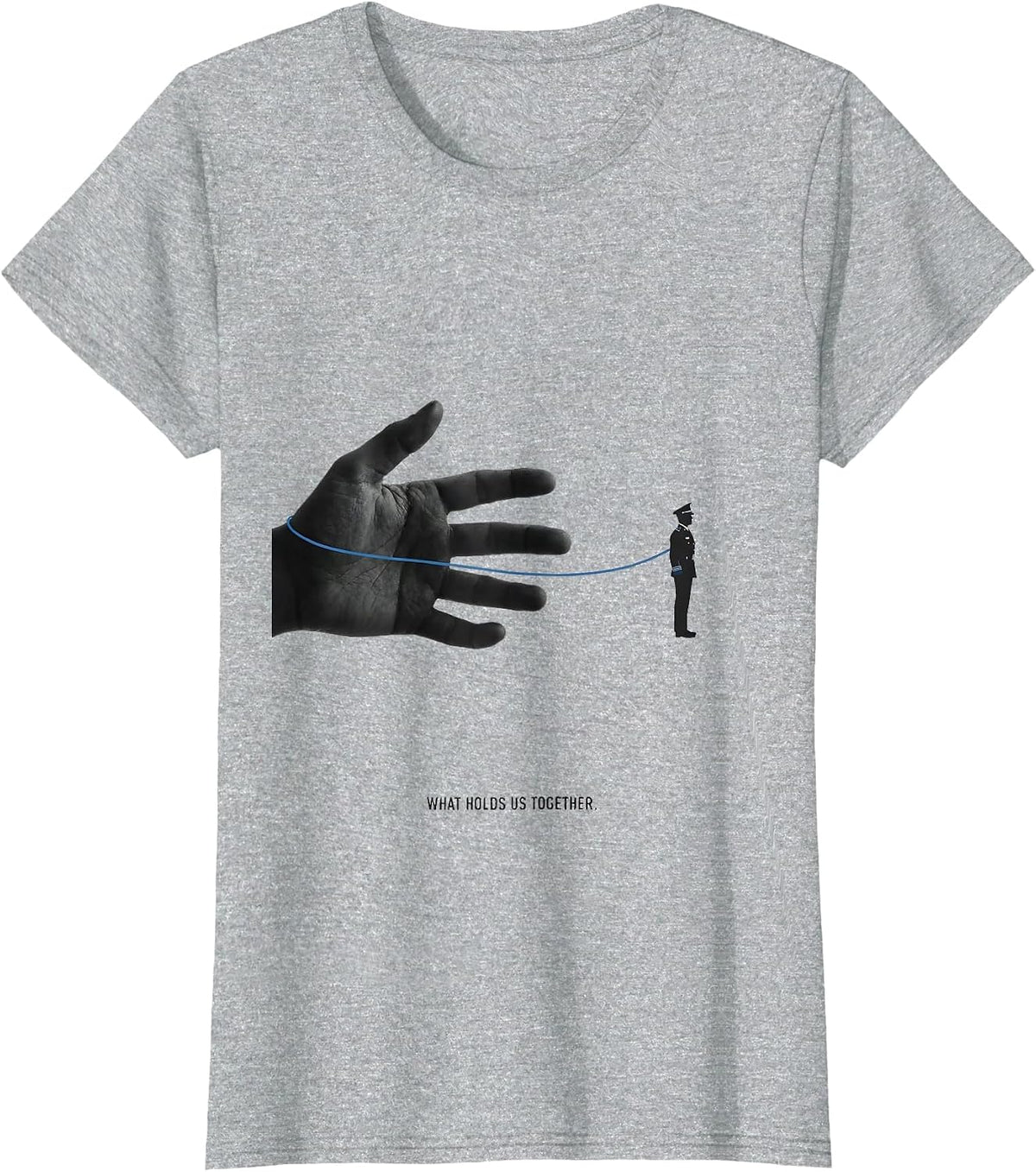What Holds Us Together Thin Blue Line Police Support T-Shirt - Heather Grey