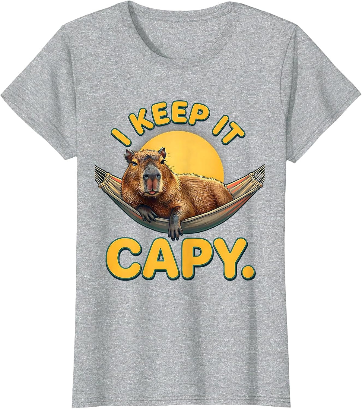 I Keep It Capy Funny Capybara Meme Gamer Humor T-Shirt - Heather Grey