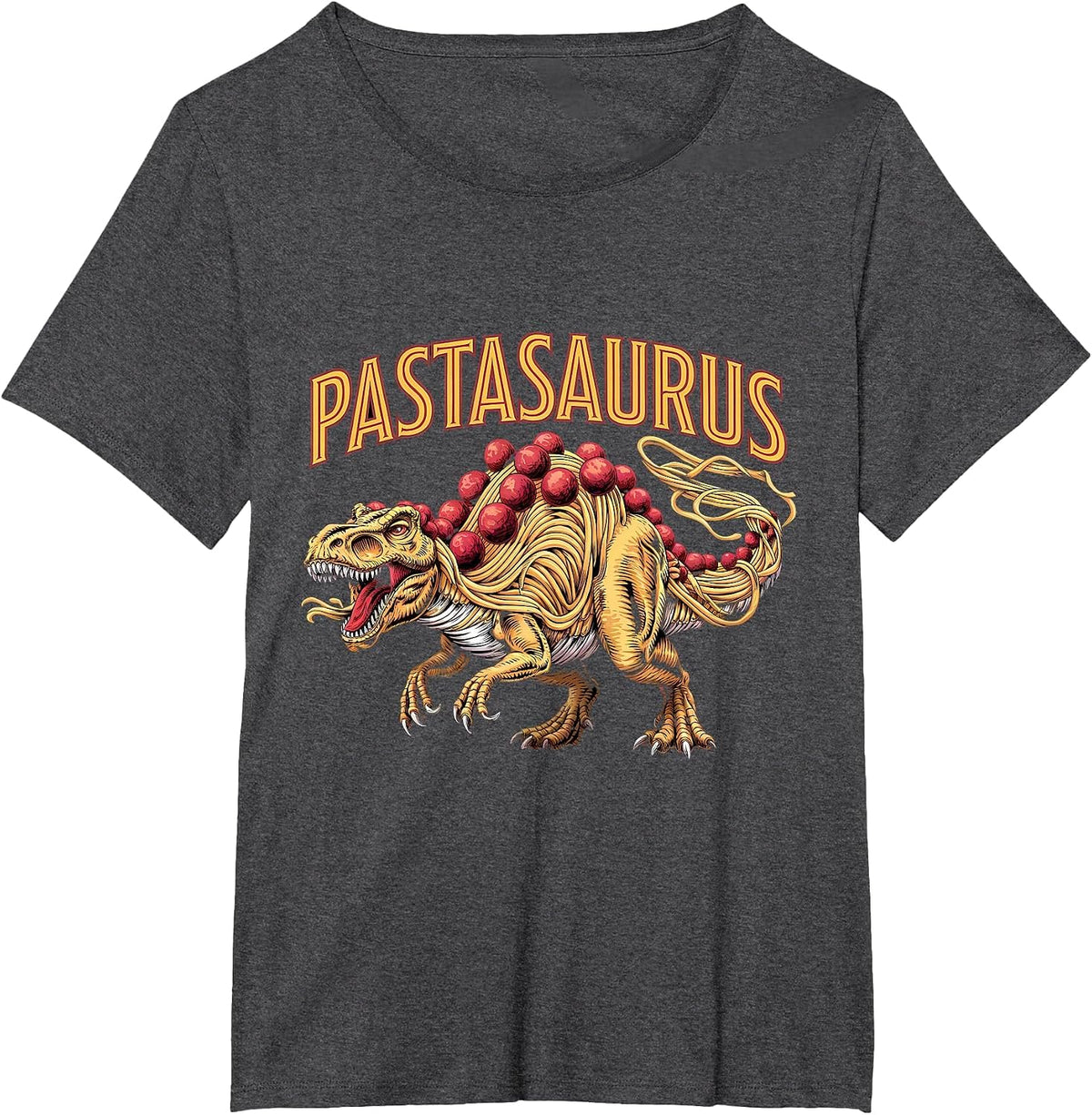 Spaghetti Pasta Dinosaur T-Rex Italian Food Pasta Noodles T-Shirt - Dark Heather Grey
