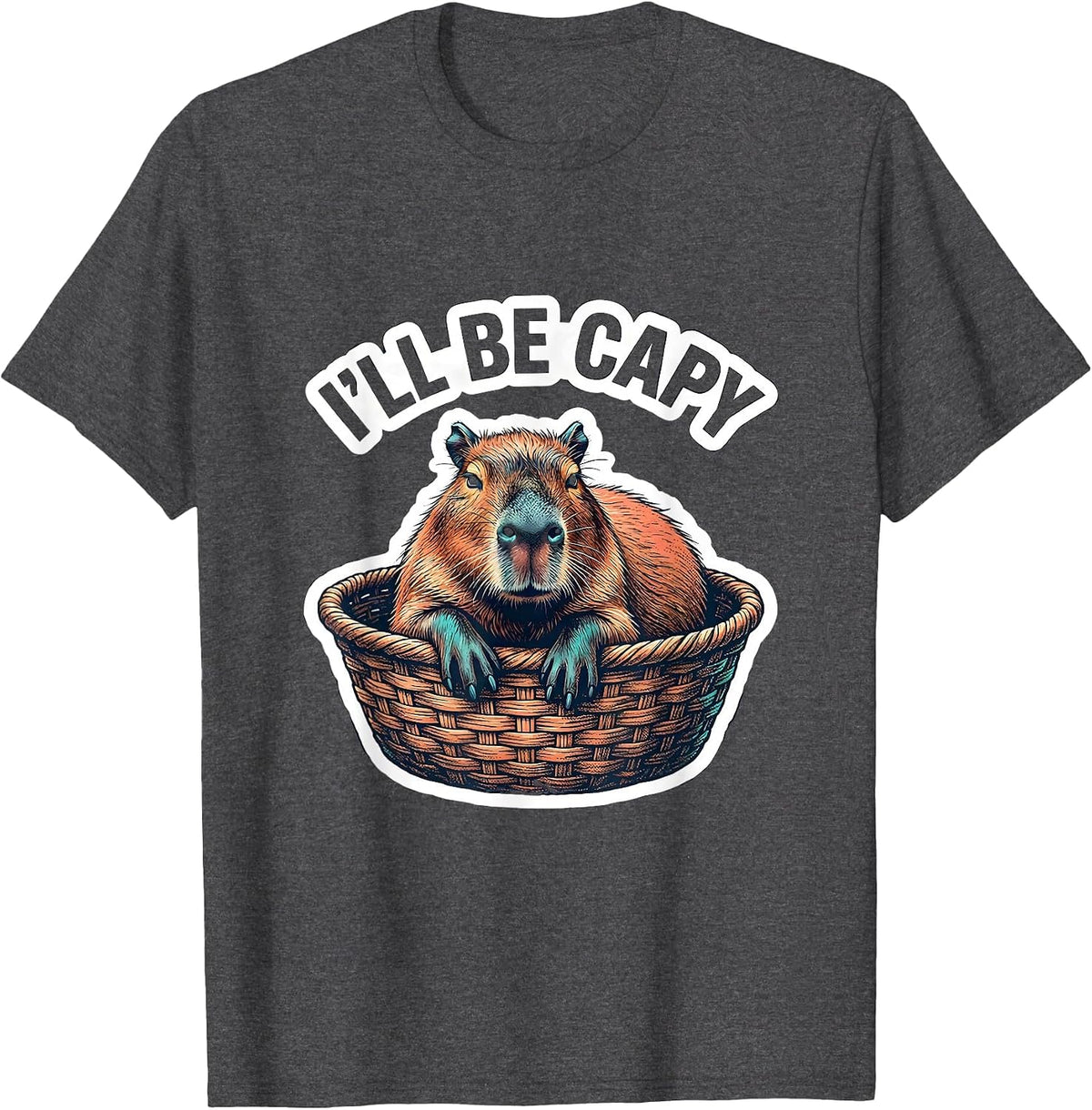 Men's I'll Be Capy Funny Capybara Meme Animal Lover Cute Humor T-Shirt - Dark Heather Grey