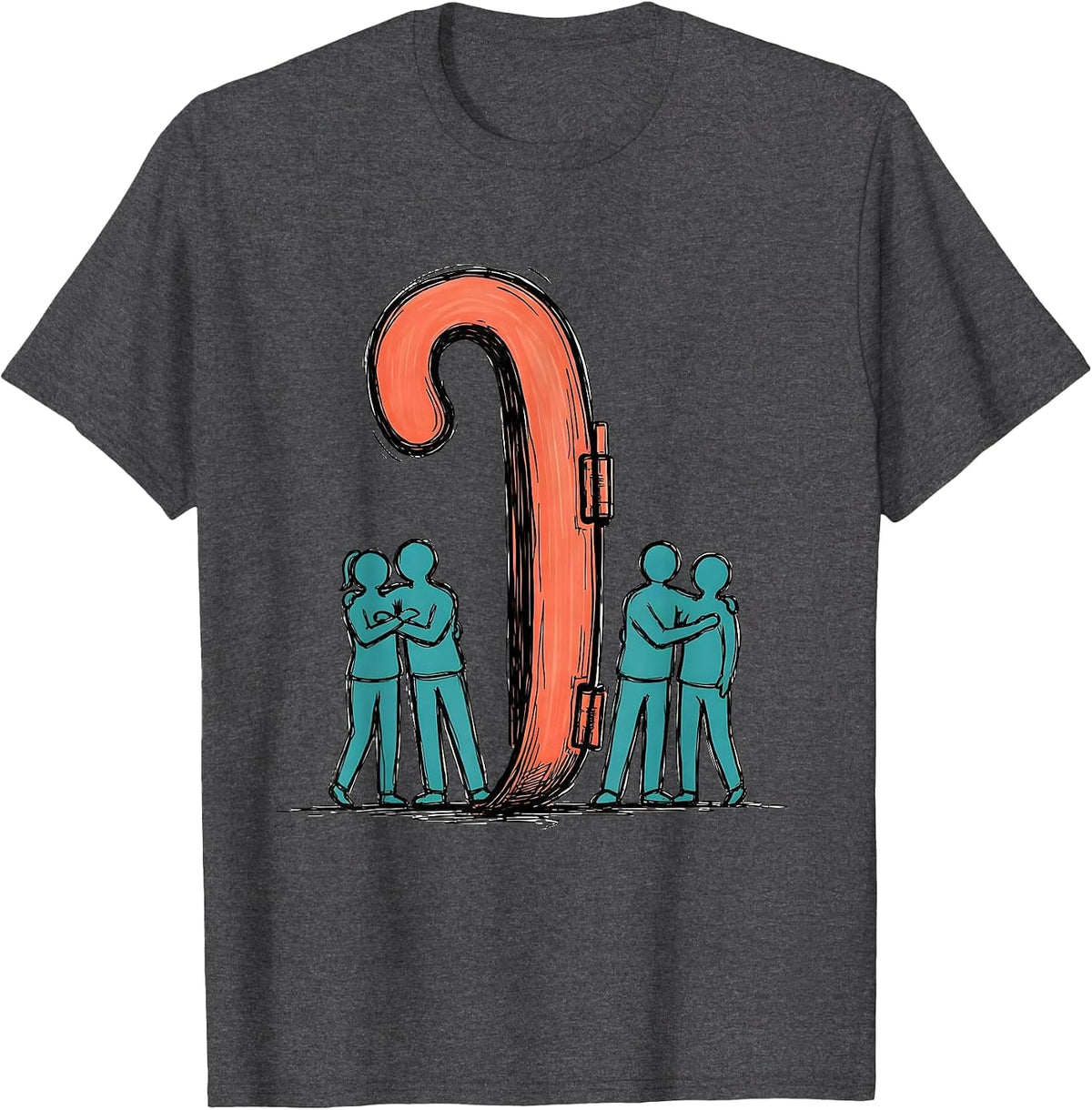 Oversized Comma Grammar Teacher Classroom Humor T-Shirt - Dark Heather Grey