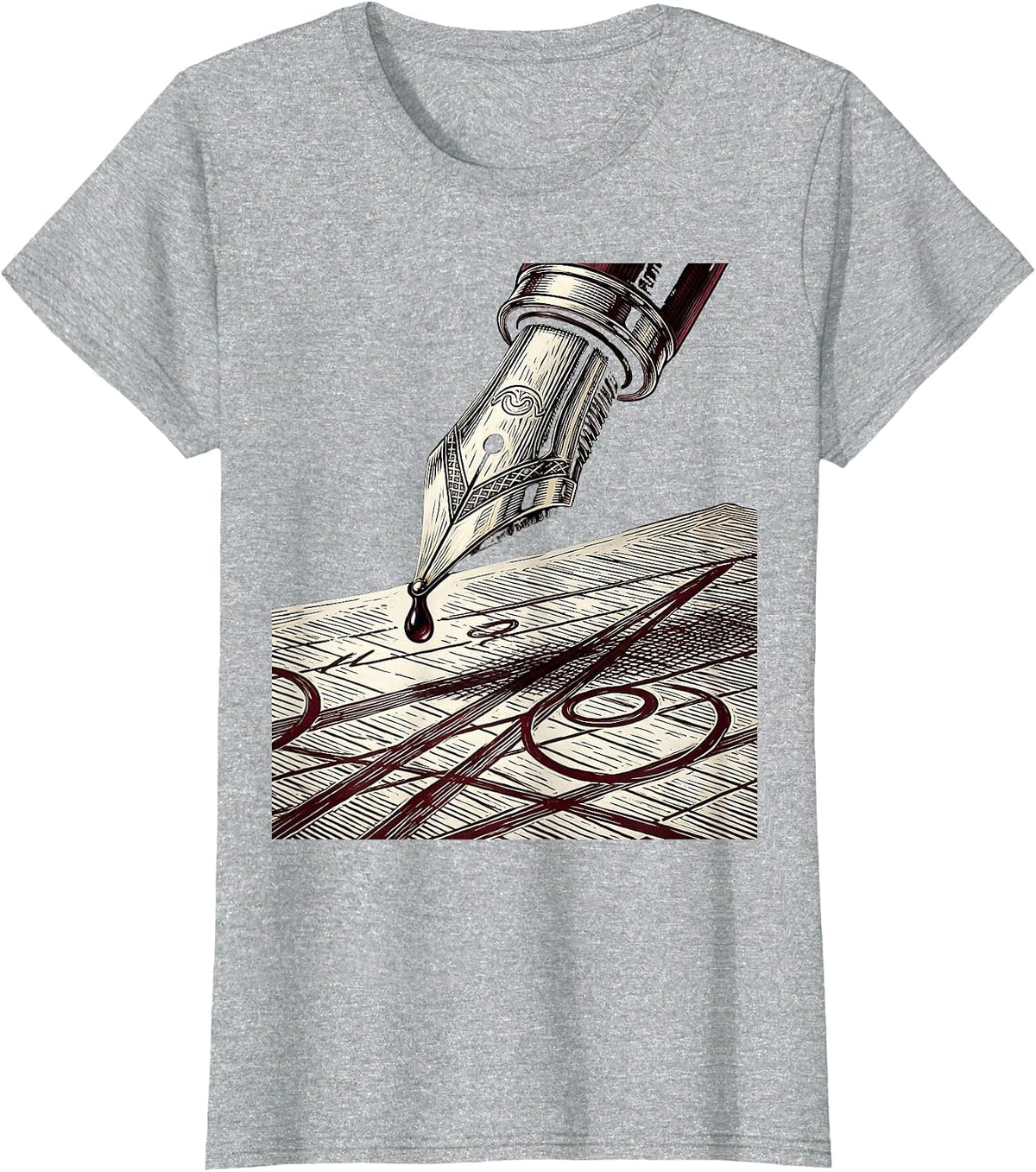 Red Pen English Teacher Correcting Manuscript T-Shirt - Heather Grey