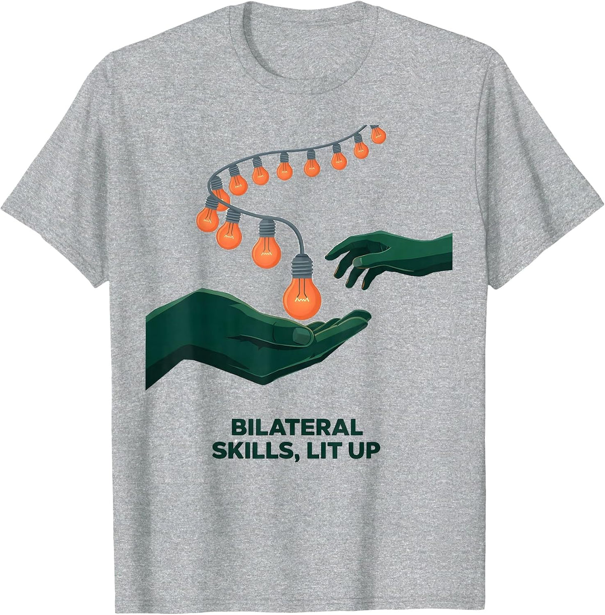 Men's Bilateral Skills Lit Up Occupational Therapy Christmas T-Shirt - Heather Grey