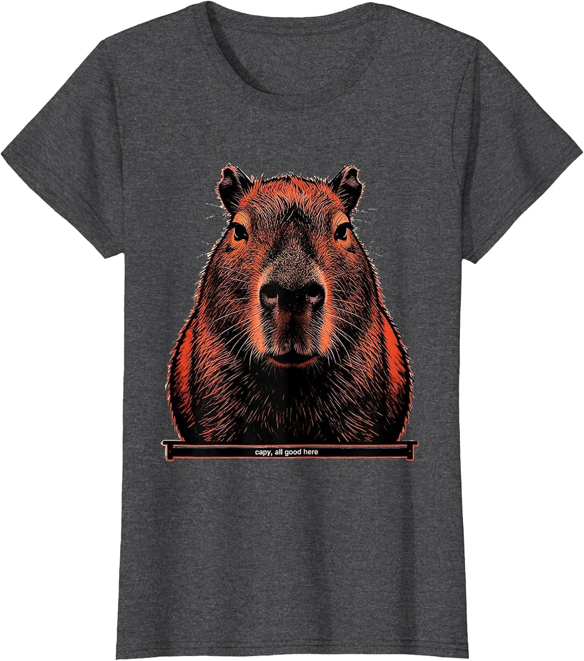 Women's capy all good here Funny Capybara Meme Animal Lover Humor T-Shirt - Dark Heather Grey