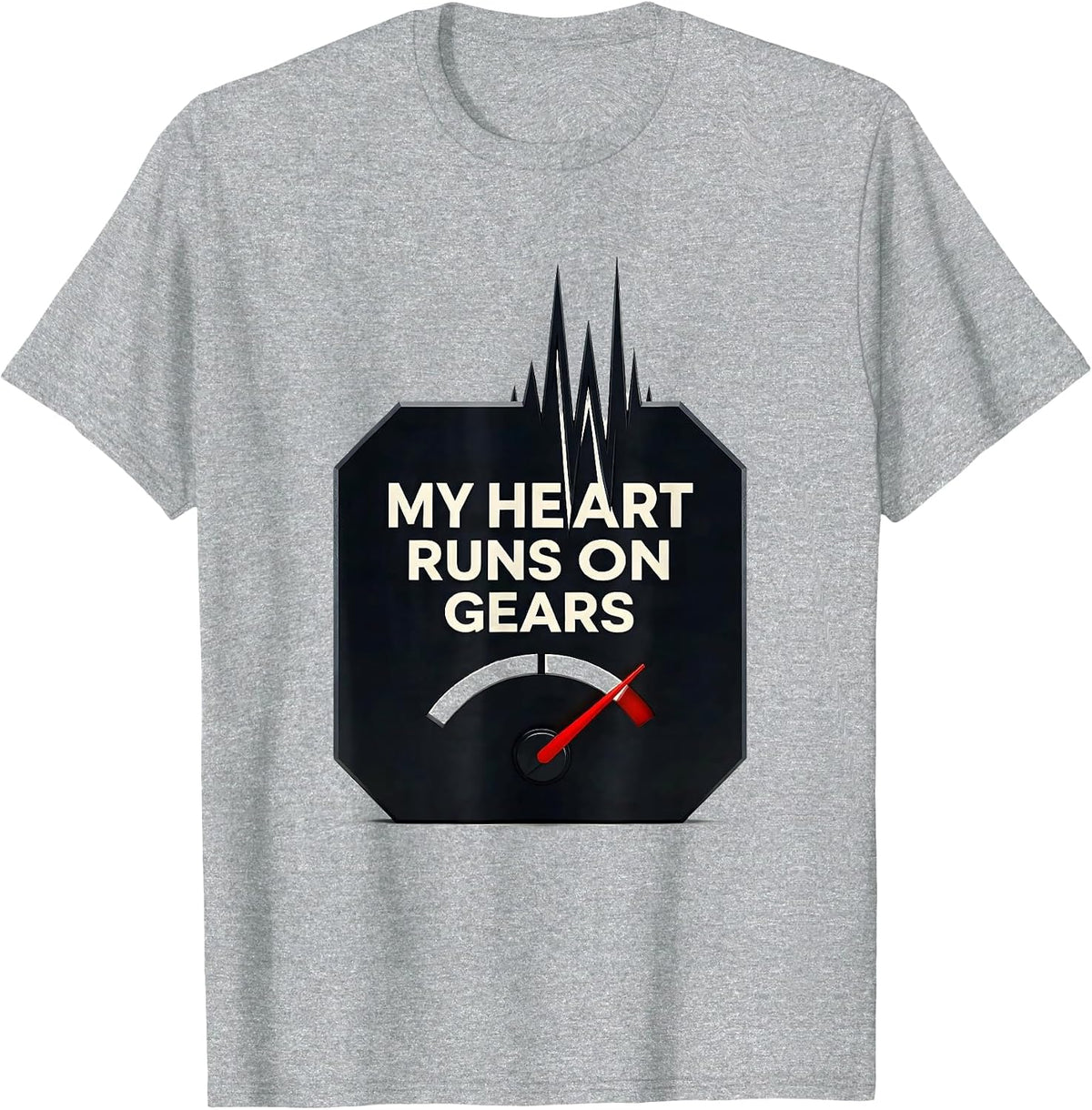 Men's My Heart Runs On Gears Funny Car Guy Auto Mechanic Humor T-Shirt - Heather Grey