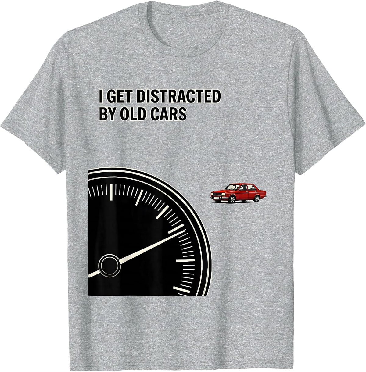 Men's I Get Distracted By Old Cars Funny Classic Car Guy Vintage T-Shirt - Heather Grey