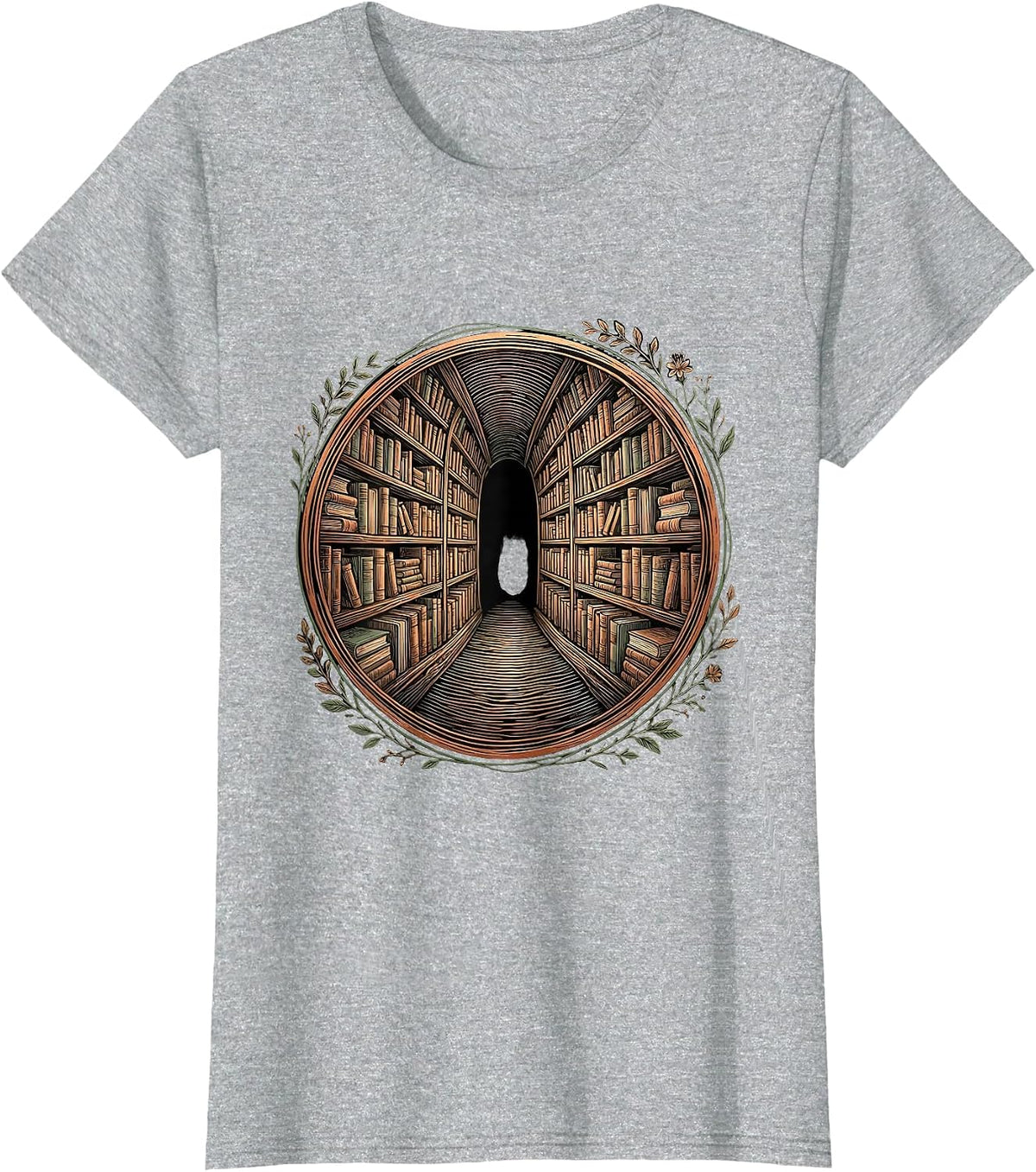 English Teacher Bookshelf Tunnel Reading Lover Gift T-Shirt - Heather Grey