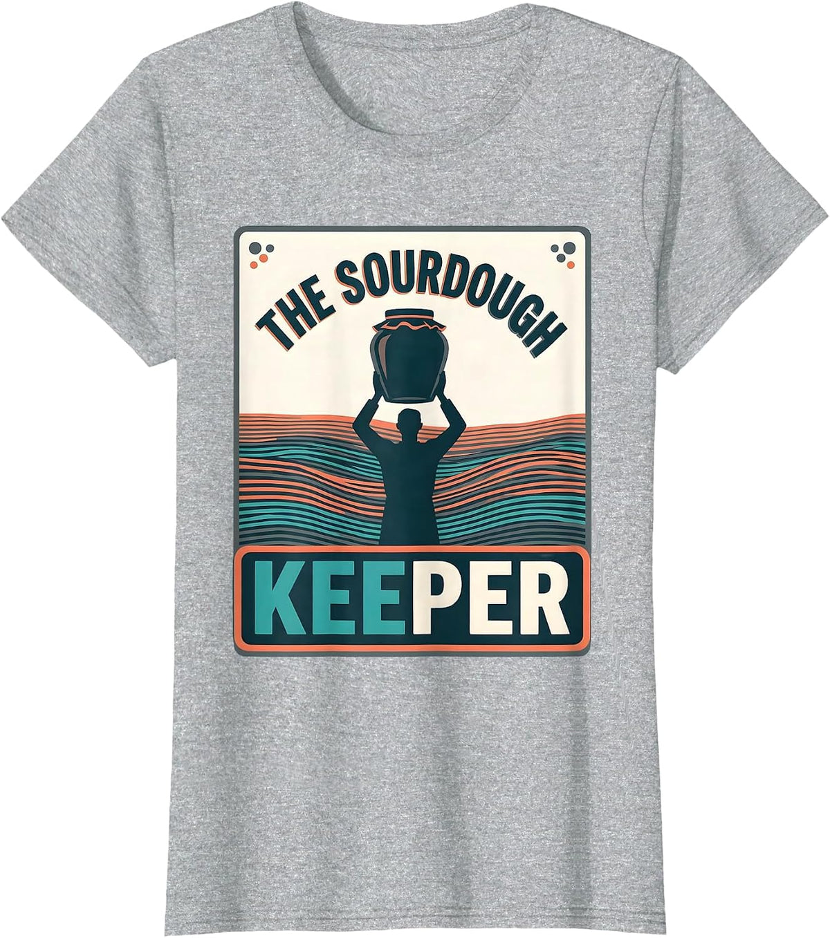 The Sourdough Keeper Flat Vector Tarot Card Baker Humor T-Shirt - Heather Grey